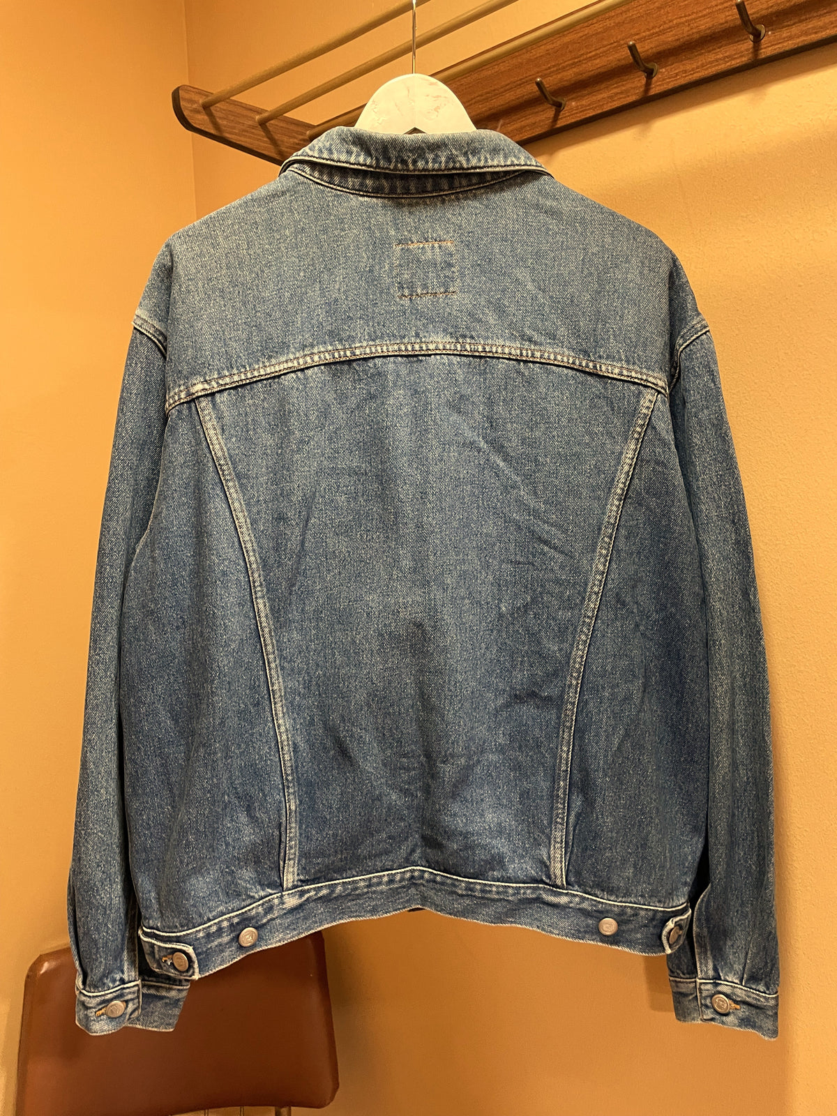 Vintage, 80s Γυναικείο Τζιν Τζάκετ RIFLE σε Σκούρο Μπλε Denim (Fitted L)