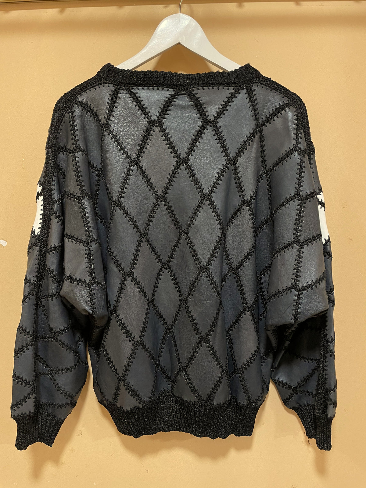 UNIQUE ITEM! - Vintage, Δερμάτινη Μπλούζα σε Ασπρόμαυρο Χρώμα (Oversized M/L)