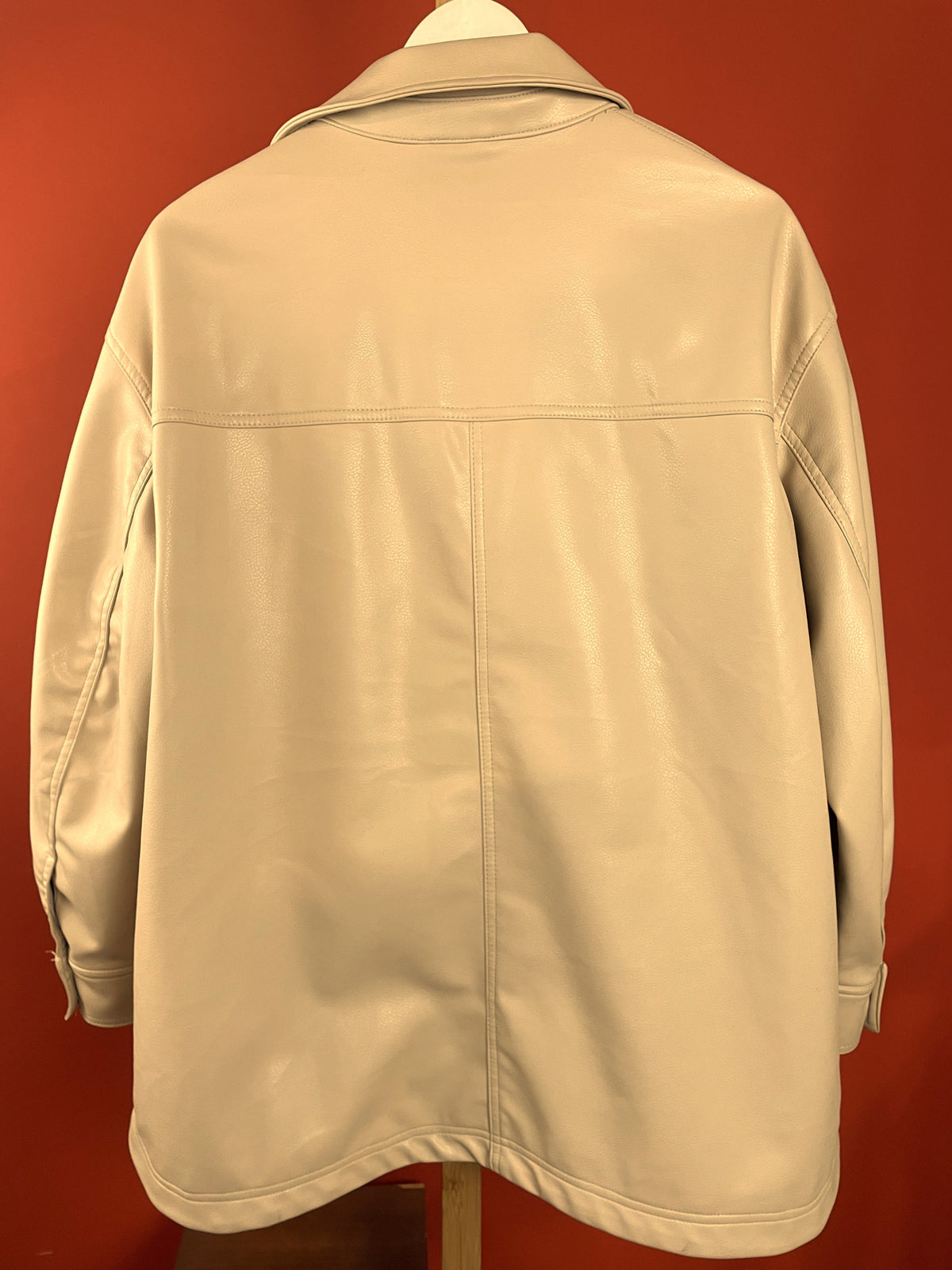 Γυναικείο Τζάκετ Δερματίνης H&M σε Nude χρώμα (Large)