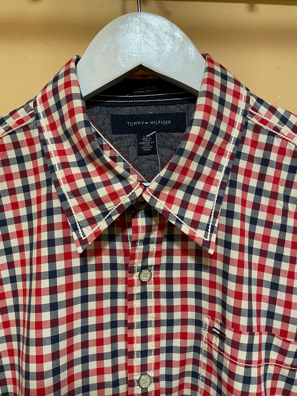 Καρό Ανδρικό Πουκάμισο TOMMY HILFIGER σε Μπλε - Kόκκινο χρώμα (Large)
