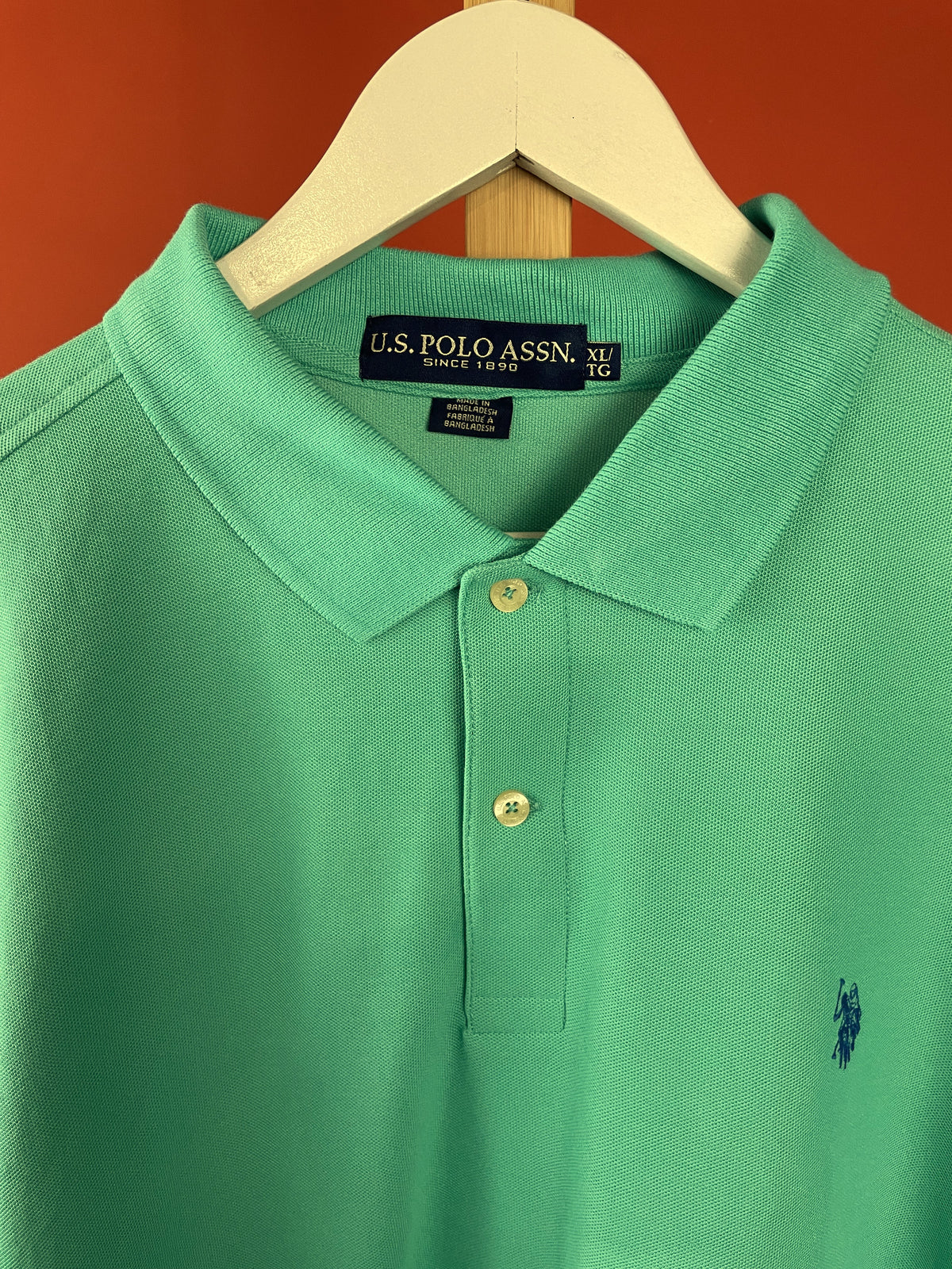 Stock, Ανδρικό Polo Τ-Shirt U.S. POLO ASSN. στο χρώμα της Μέντας (XL - Άνετη γραμμή)