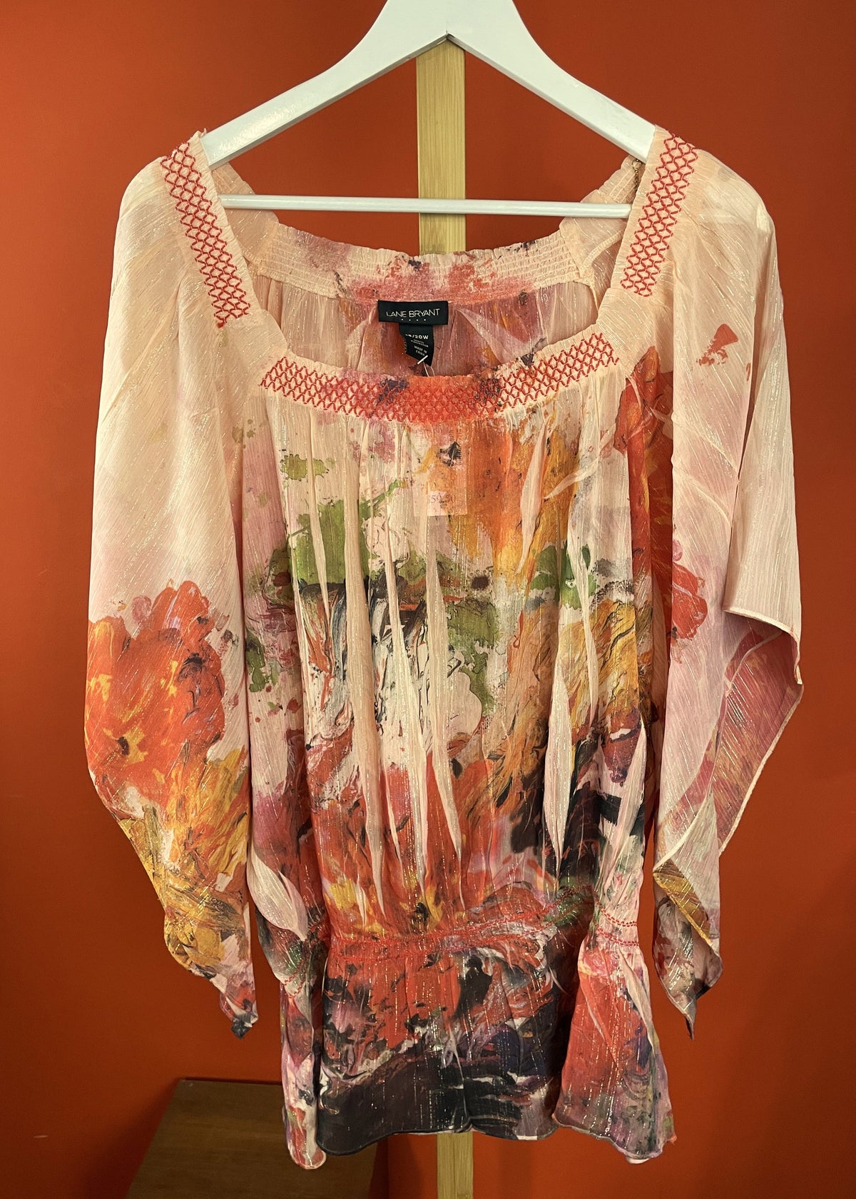 Stock, Αραχνοΰφαντη Μπλούζα LANE BRYANT σε Ροδακινί χρώμα (2XL)