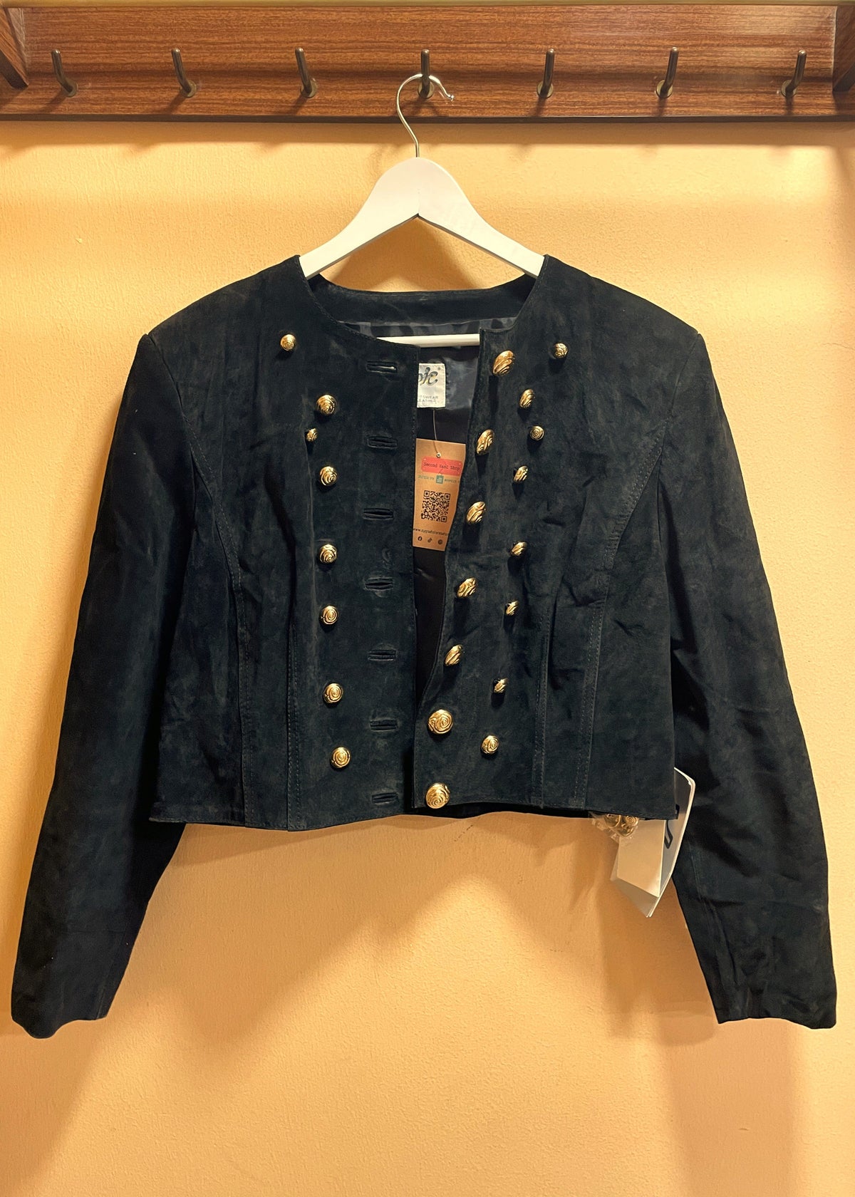 UNIQUE ITEM: Stock Vintage, Δερμάτινο Crop Τζάκετ YUPPIE σε Μαύρο χρώμα (Medium)
