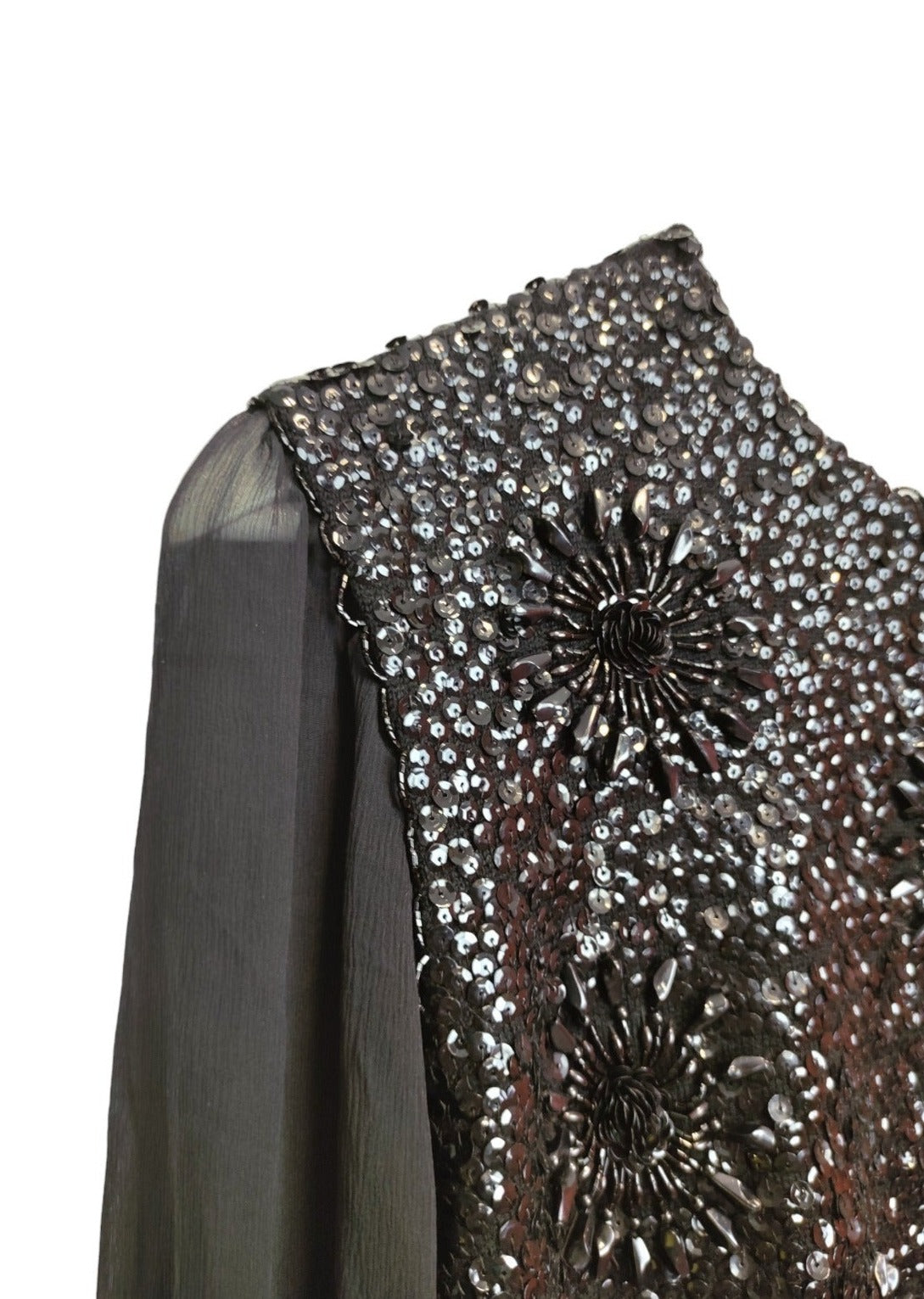 Αμπιγιέ, Vintage, Γυναικεία Μπλούζα με Παγιέτες σε Μαύρο Μπλε χρώμα (Large)
