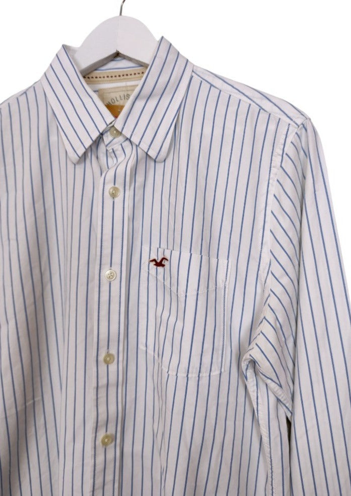Ριγέ Ανδρικό Πουκάμισο HOLLISTER σε Λευκό Χρώμα (Medium)