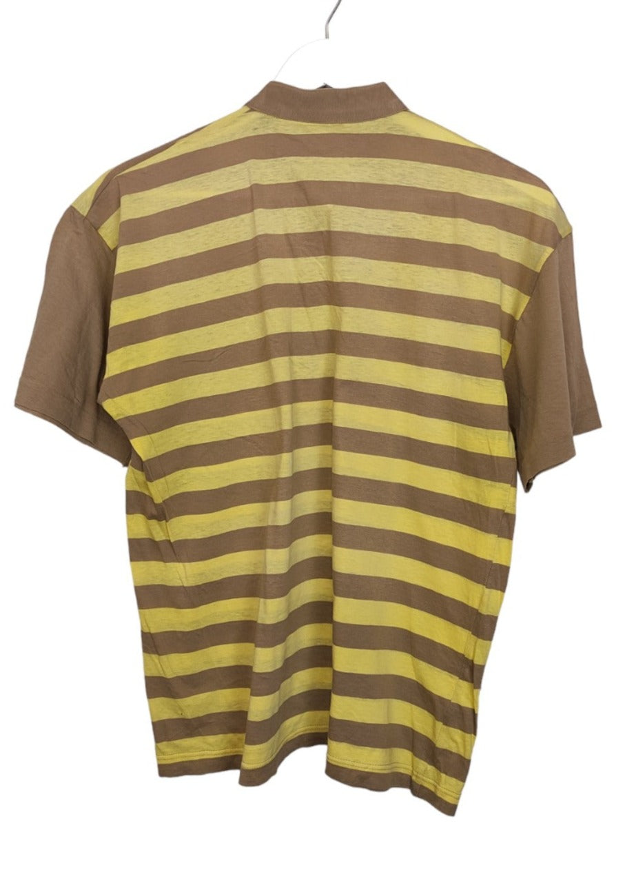 Vintage, Γυναικεία, Ριγέ Μπλούζα - T-Shirt RODRIGO σε Κίτρινο-Καφέ (Large)