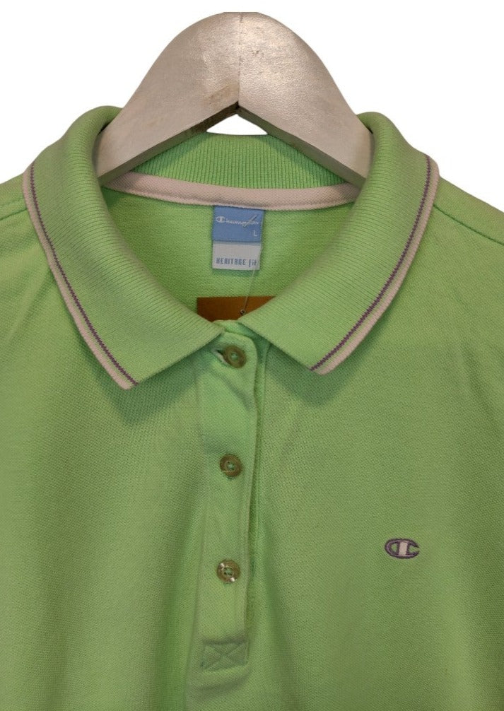 Γυναικεία Μπλούζα - T-Shirt Polo Style CHAMPION Heritage Fit σε Παλ Πράσινο Χρώμα (Small)