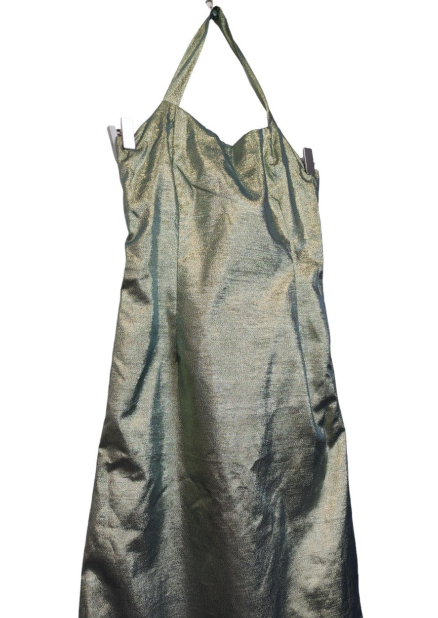 Vintage, Maxi, Βραδινό Φόρεμα σε Ιριδίζον/Μεταλλικό, Χρυσοπράσινο χρώμα (XS)