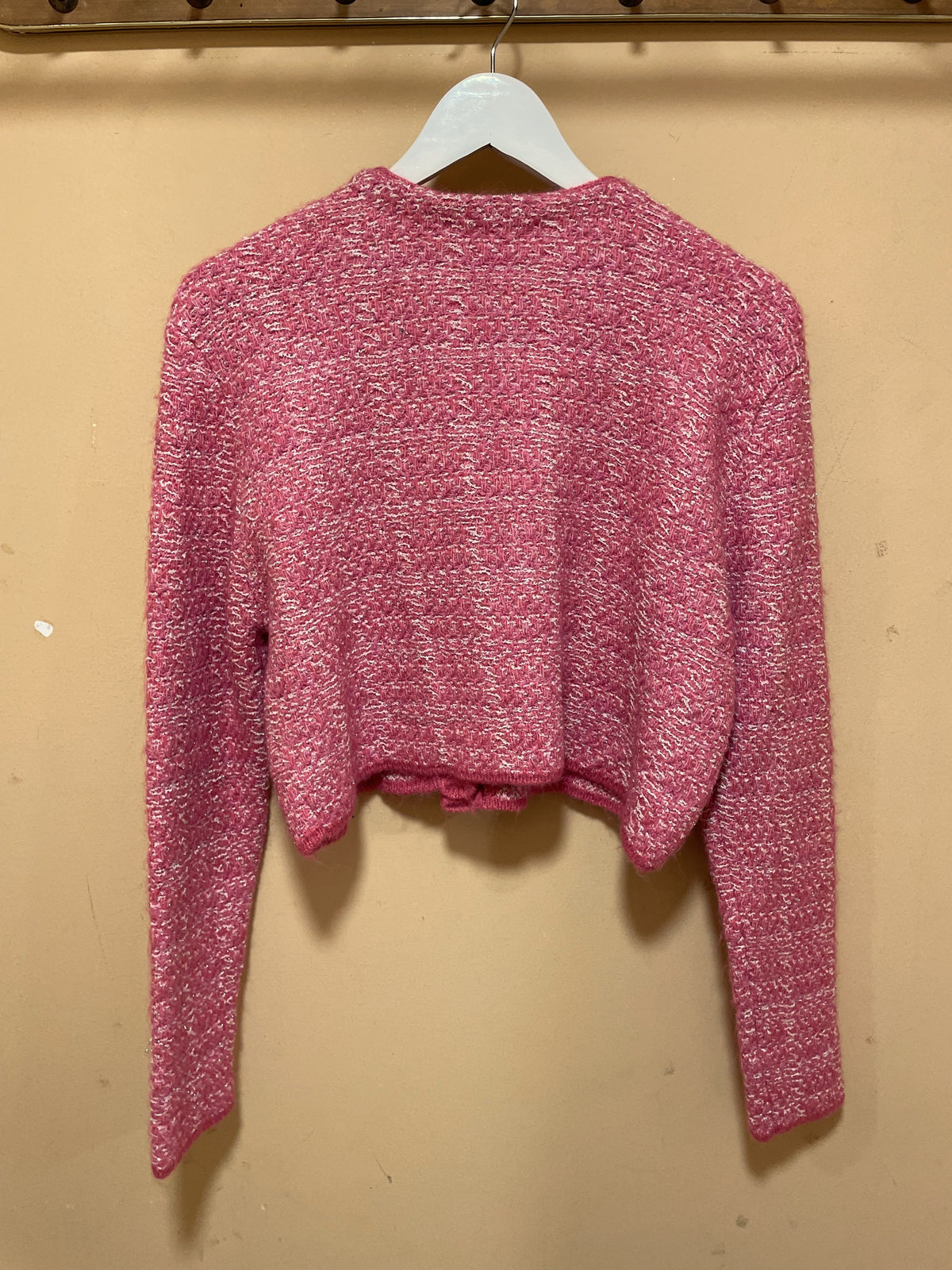 Lurex, Πλεκτή Γυναικεία Ζακέτα ZARA σε Ροζ χρώμα (M/L)