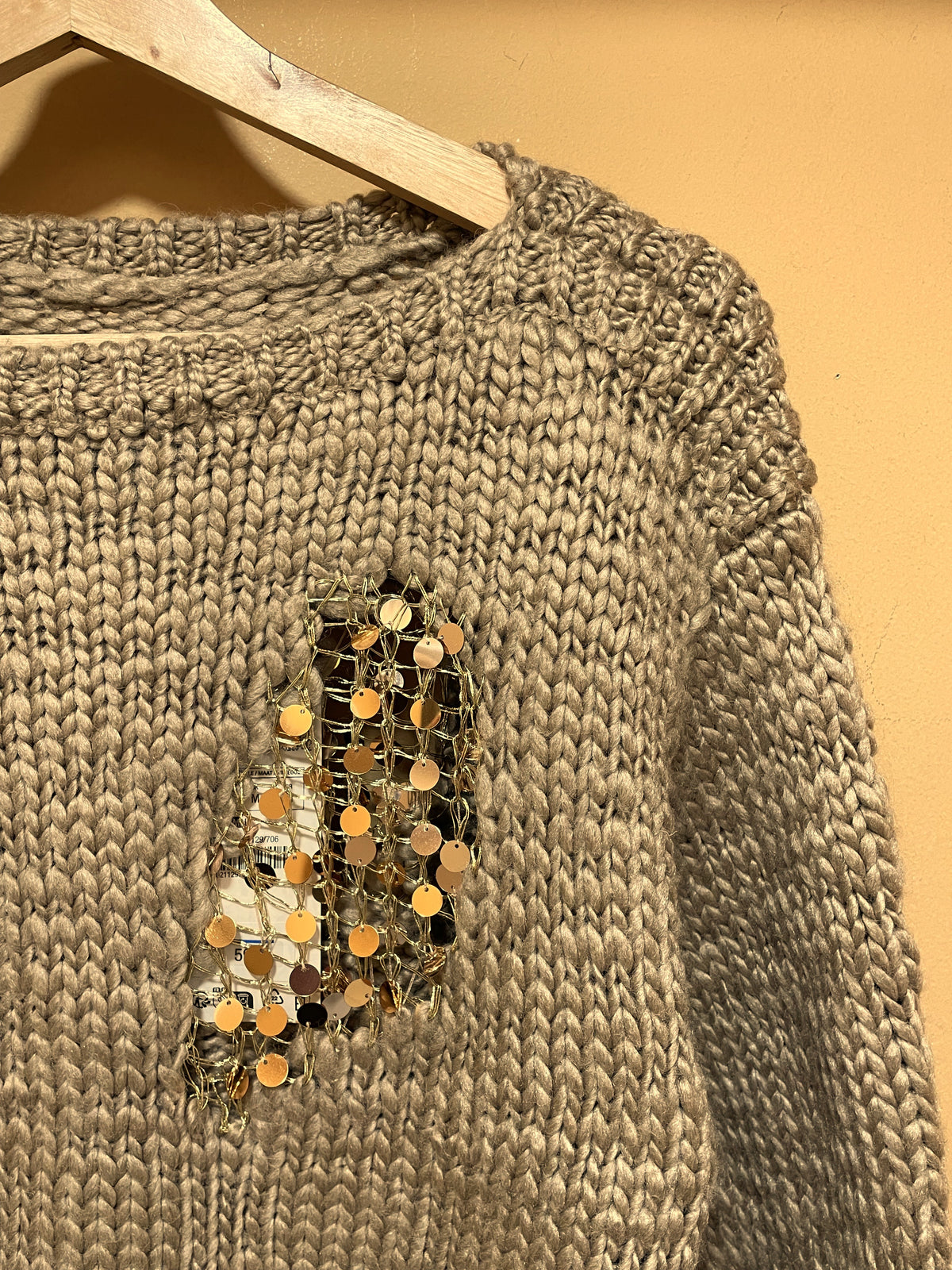 Stock, Γυναικεία Πλεκτή Μπλούζα/Πουλόβερ ZARA στο χρώμα της Άμμου (Oversized M)