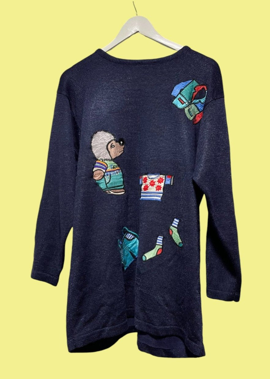 Vintage, Unisex Πλεκτή Μπλούζα/Πουλόβερ EXCLUSIVE FASHION σε Μπλε χρώμα (ΑΝΔΡΙΚΗ: Medium, ΓΥΝΑΙΚΕΙΑ: Large)