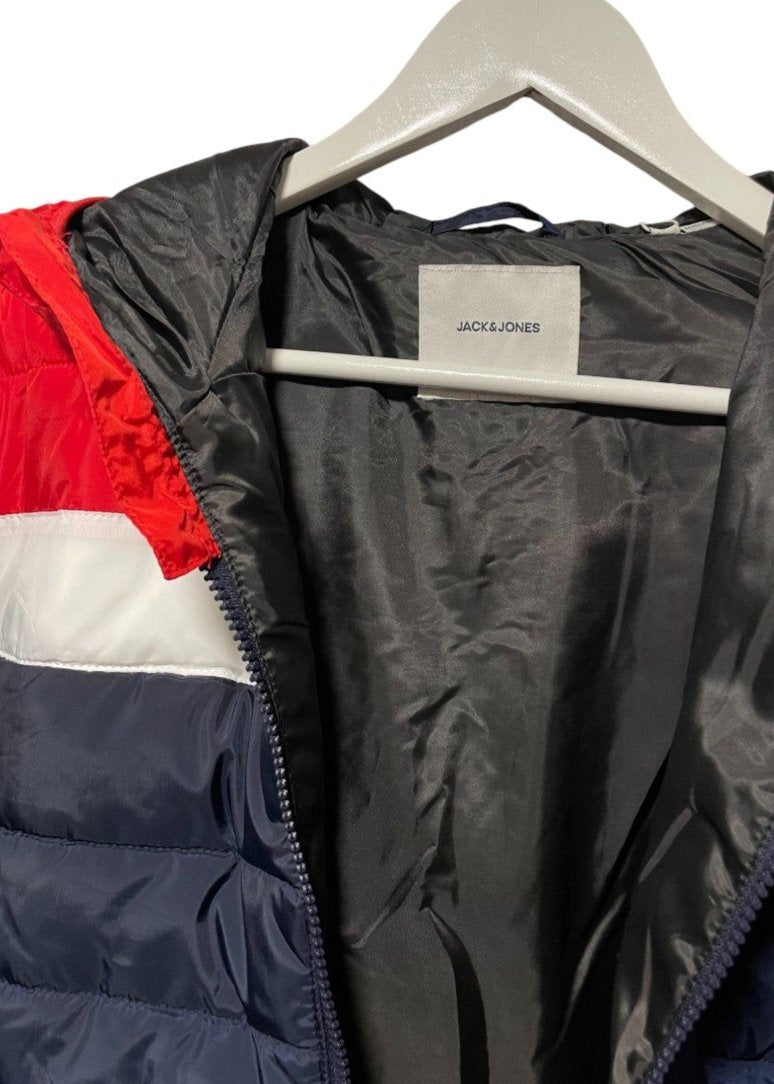 Outlet Ανδρικό Μπουφάν JACK & JONES σε Σκούρο Μπλε - Κόκκινο χρώμα (Medium)