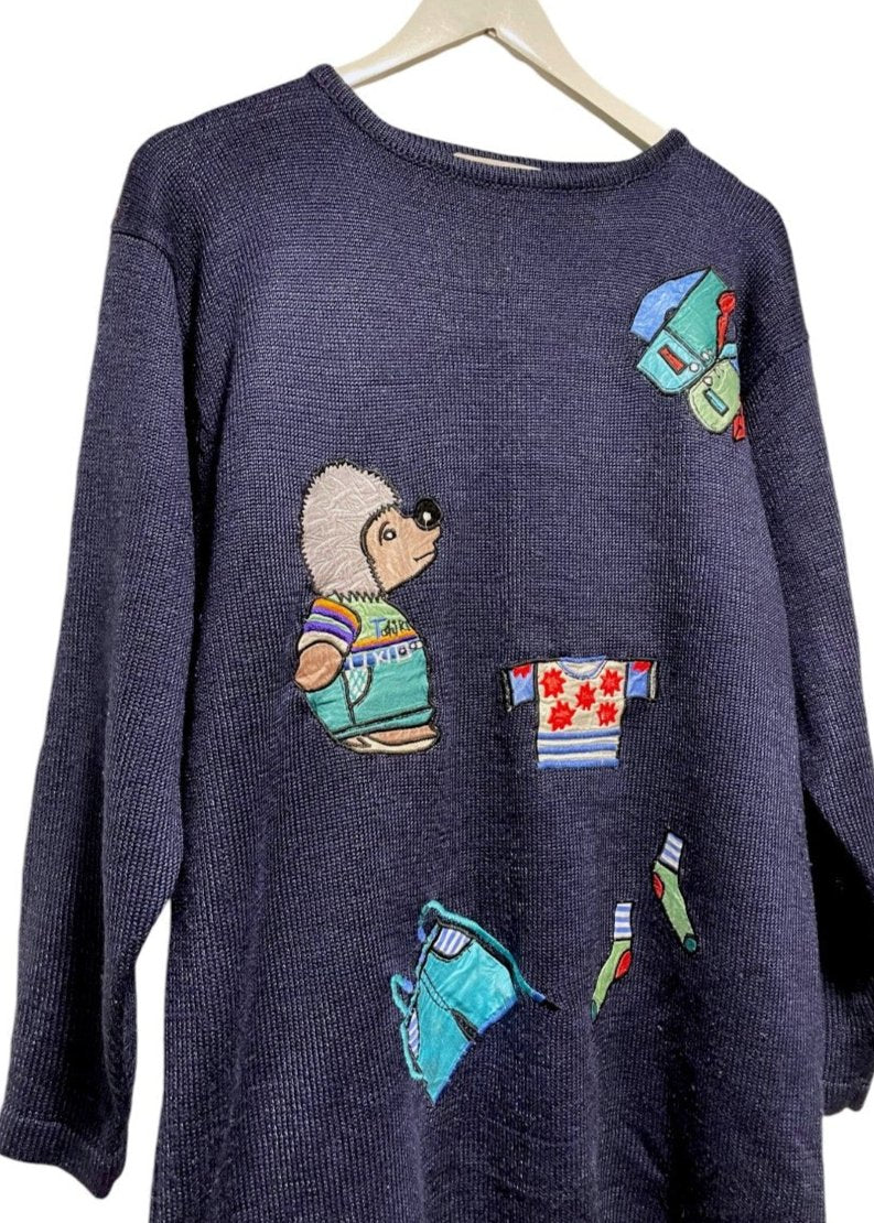 Vintage, Unisex Πλεκτή Μπλούζα/Πουλόβερ EXCLUSIVE FASHION σε Μπλε χρώμα (ΑΝΔΡΙΚΗ: Medium, ΓΥΝΑΙΚΕΙΑ: Large)