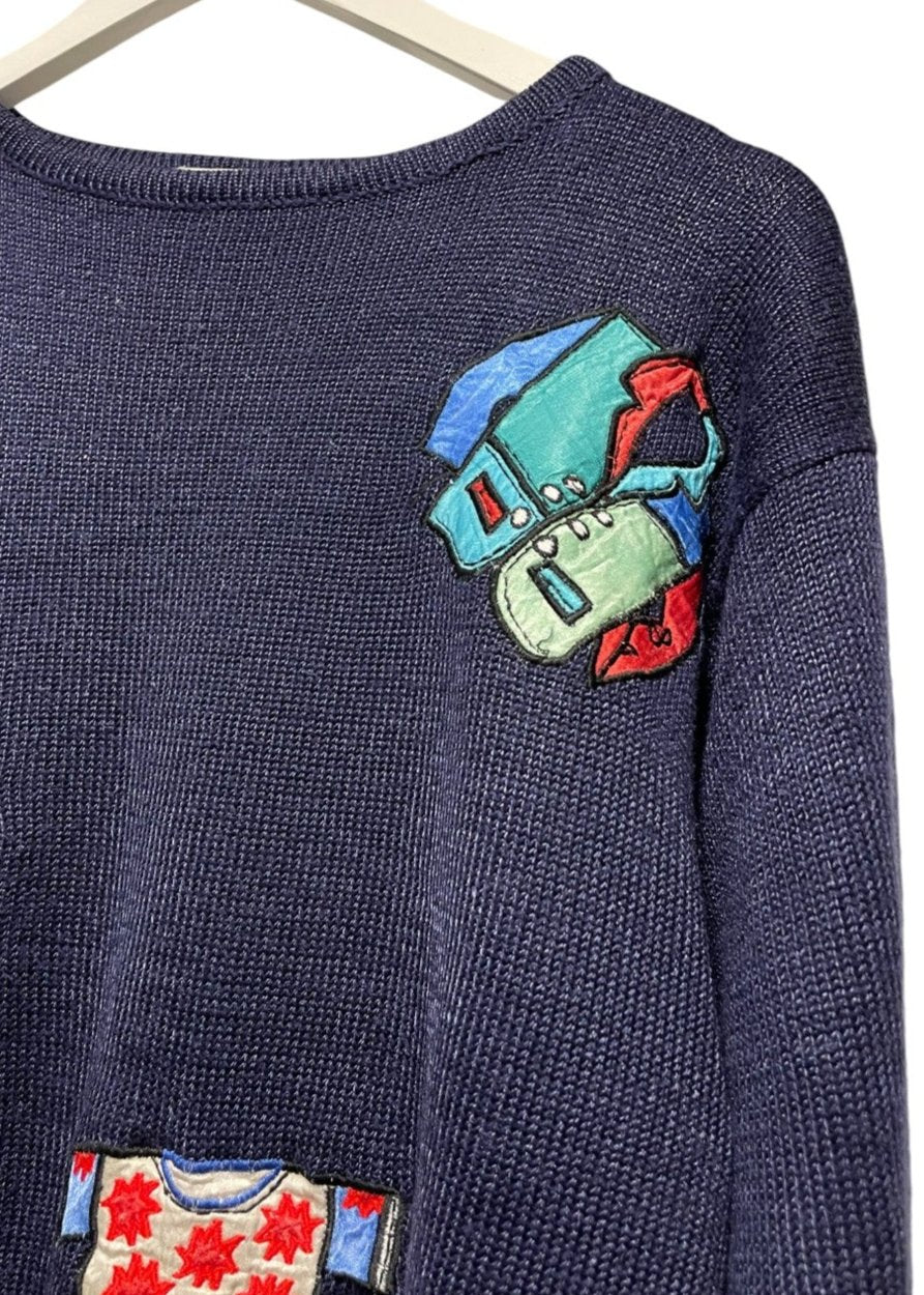 Vintage, Unisex Πλεκτή Μπλούζα/Πουλόβερ EXCLUSIVE FASHION σε Μπλε χρώμα (ΑΝΔΡΙΚΗ: Medium, ΓΥΝΑΙΚΕΙΑ: Large)