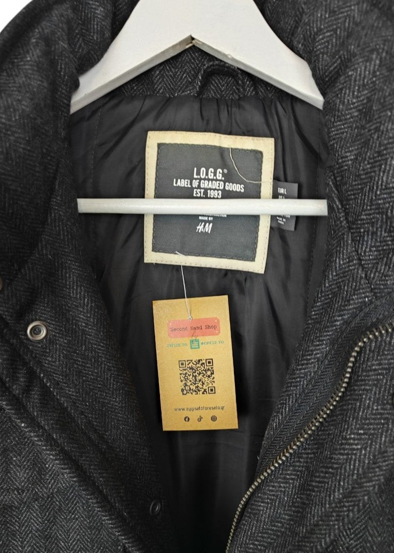 Ανδρικό Παλτό H&M σε Σκούρο Γκρι/ Μαύρο Χρώμα (Large)