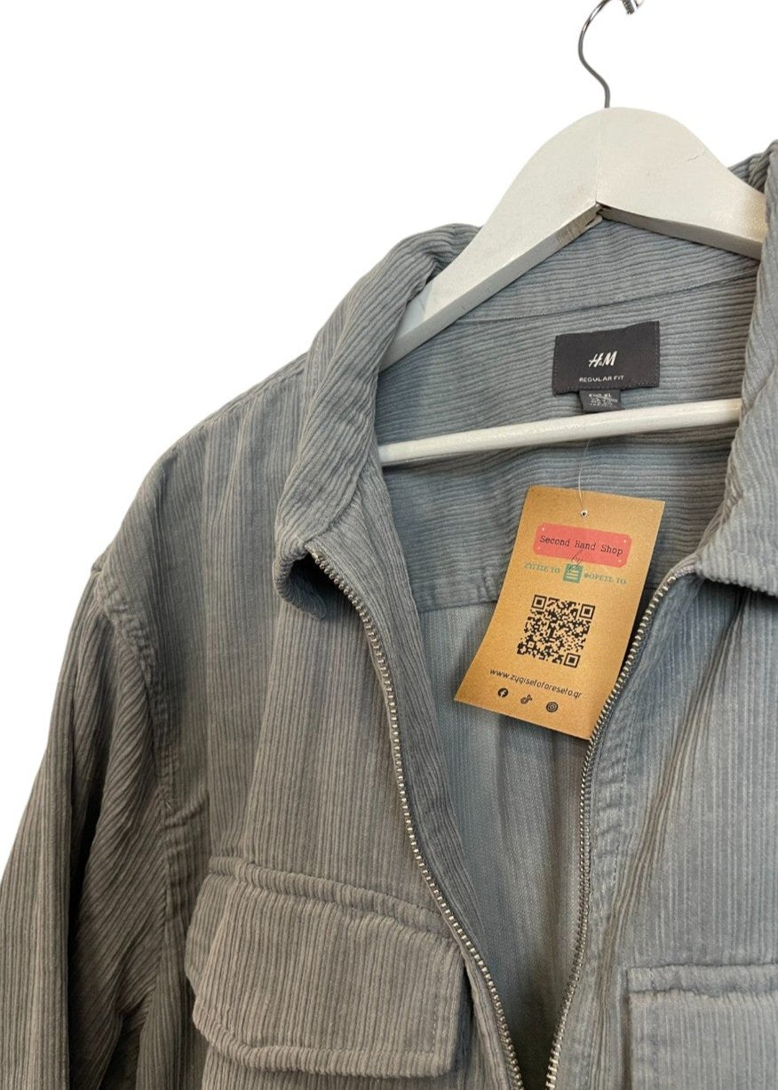 Ανδρικό, Ελαφρύ, Κοτλέ Τζάκετ H&M σε Γκρι/Σιέλ χρώμα (XL)