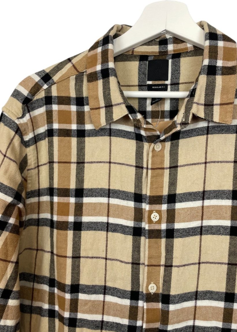 Καρό Γυναικείο Πουκάμισο - Flannel H&M σε Μπεζ/ Μαύρο χρώμα (Large)
