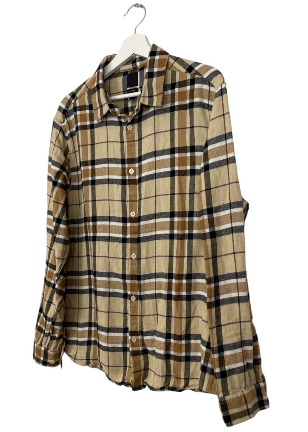 Καρό Γυναικείο Πουκάμισο - Flannel H&M σε Μπεζ/ Μαύρο χρώμα (Large)