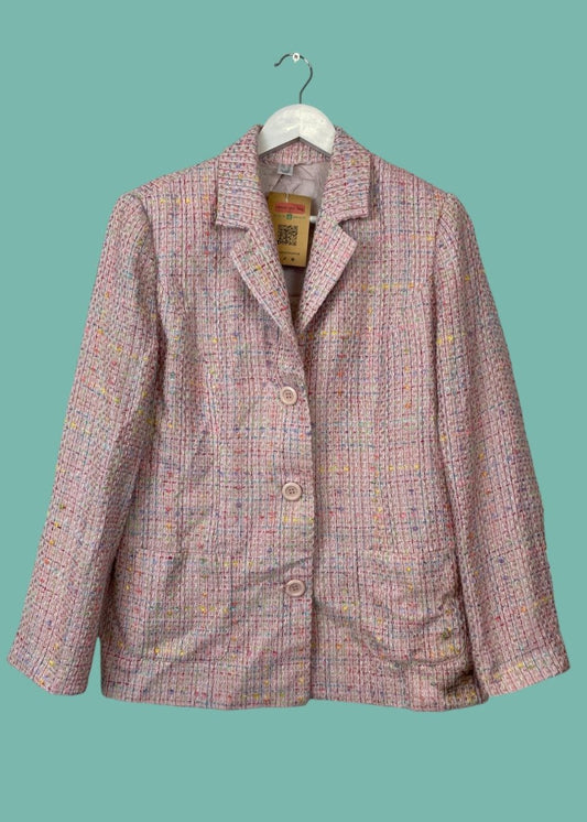 Vintage, Γυναικείο Tweed Σακάκι σε Ροζ χρώμα (Medium)
