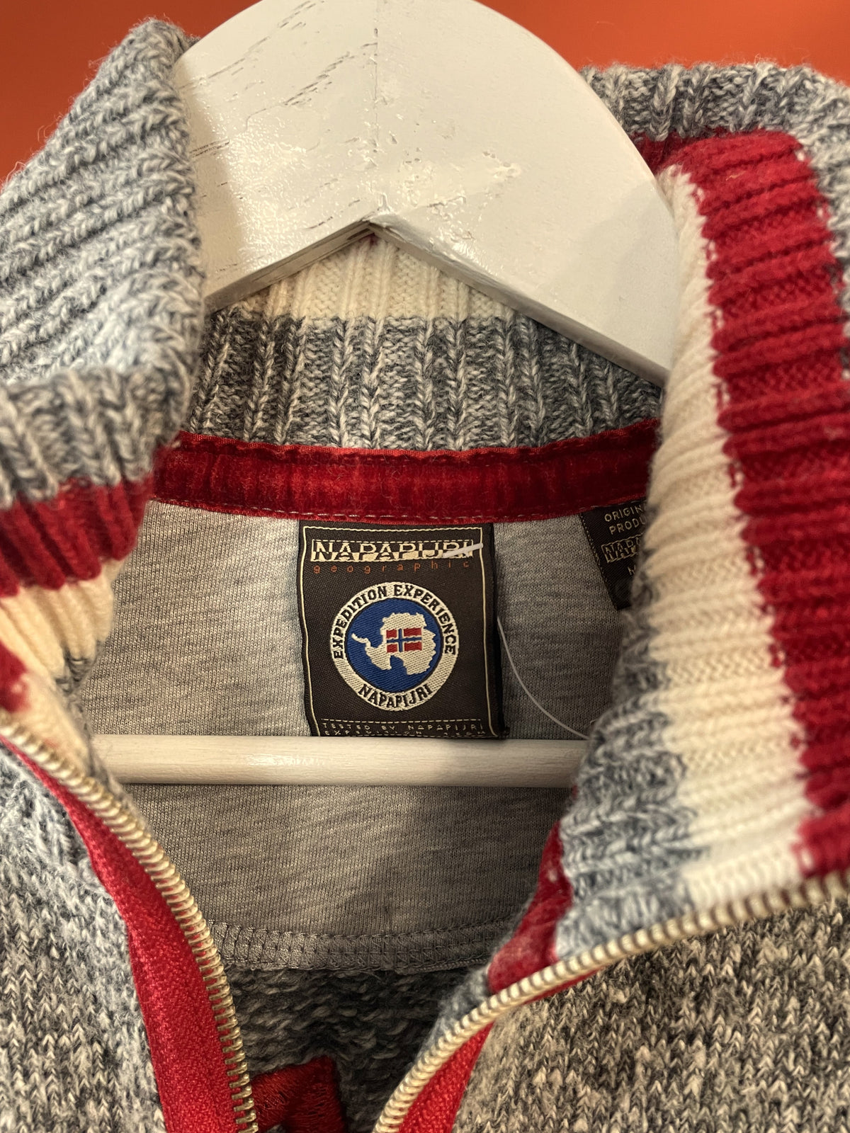 Πλεκτή, Ανδρική Ζακέτα NAPAPIJRI σε Ανοιχτό Γκρι χρώμα (Large)