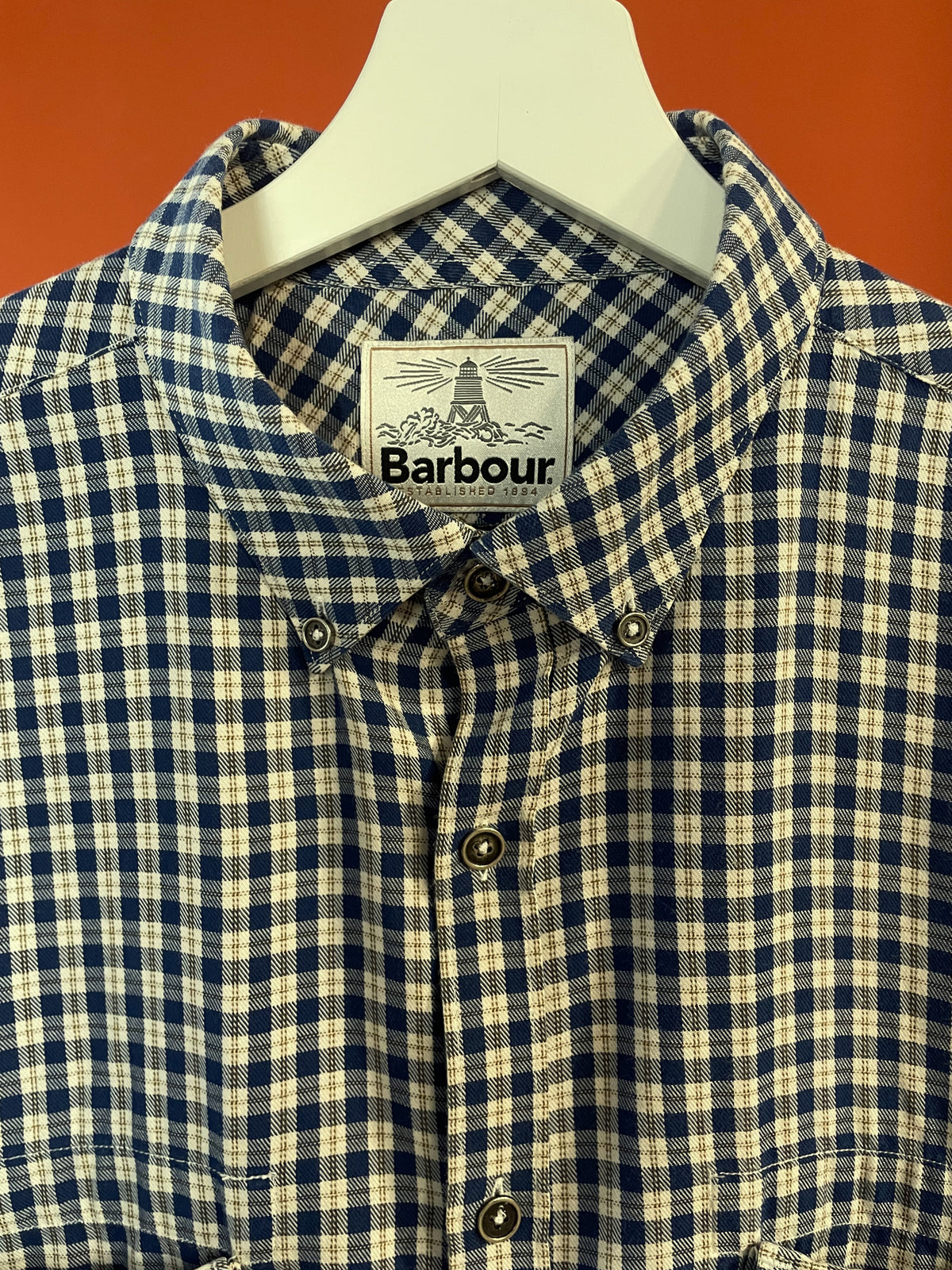 Πτι Καρό Ανδρικό Πουκάμισο BARBOUR σε Μπλε - Λευκό χρώμα (M/L)