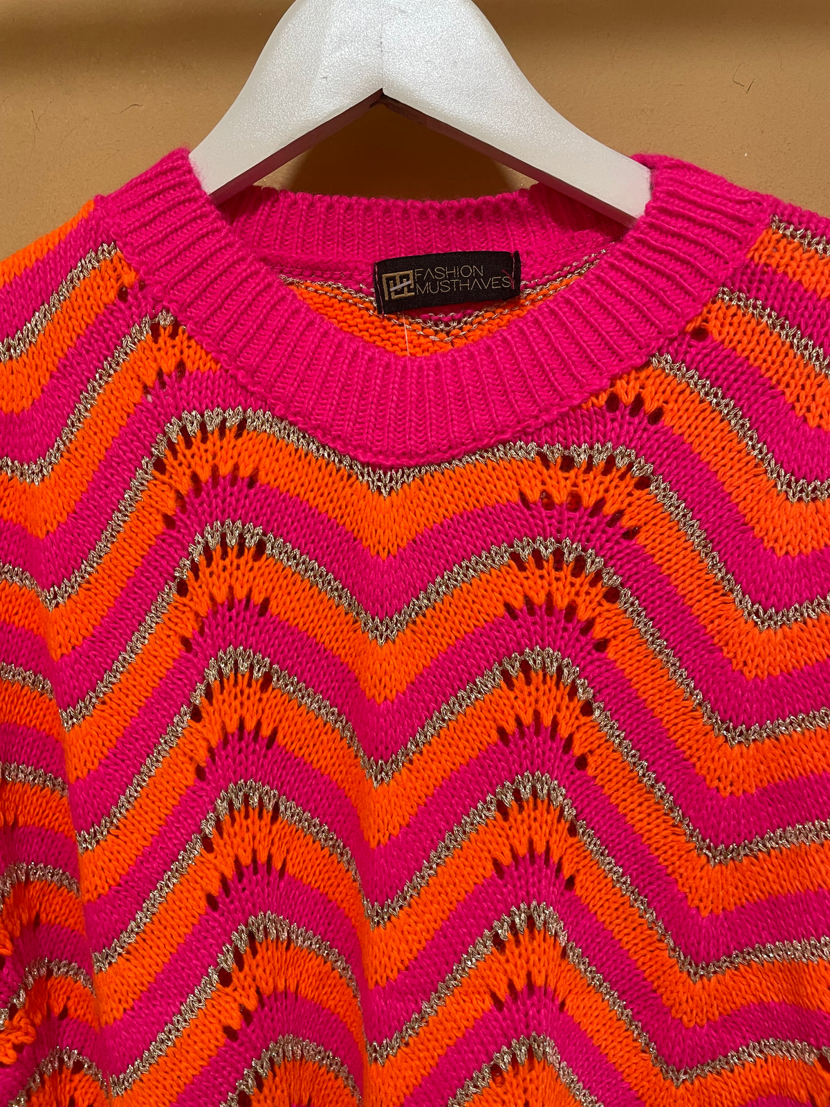 Vintage Γυναικεία Πλεκτή Μπλούζα FASHION MUSTHAVES σε Φλούο χρώματα (Άνετο M-L)