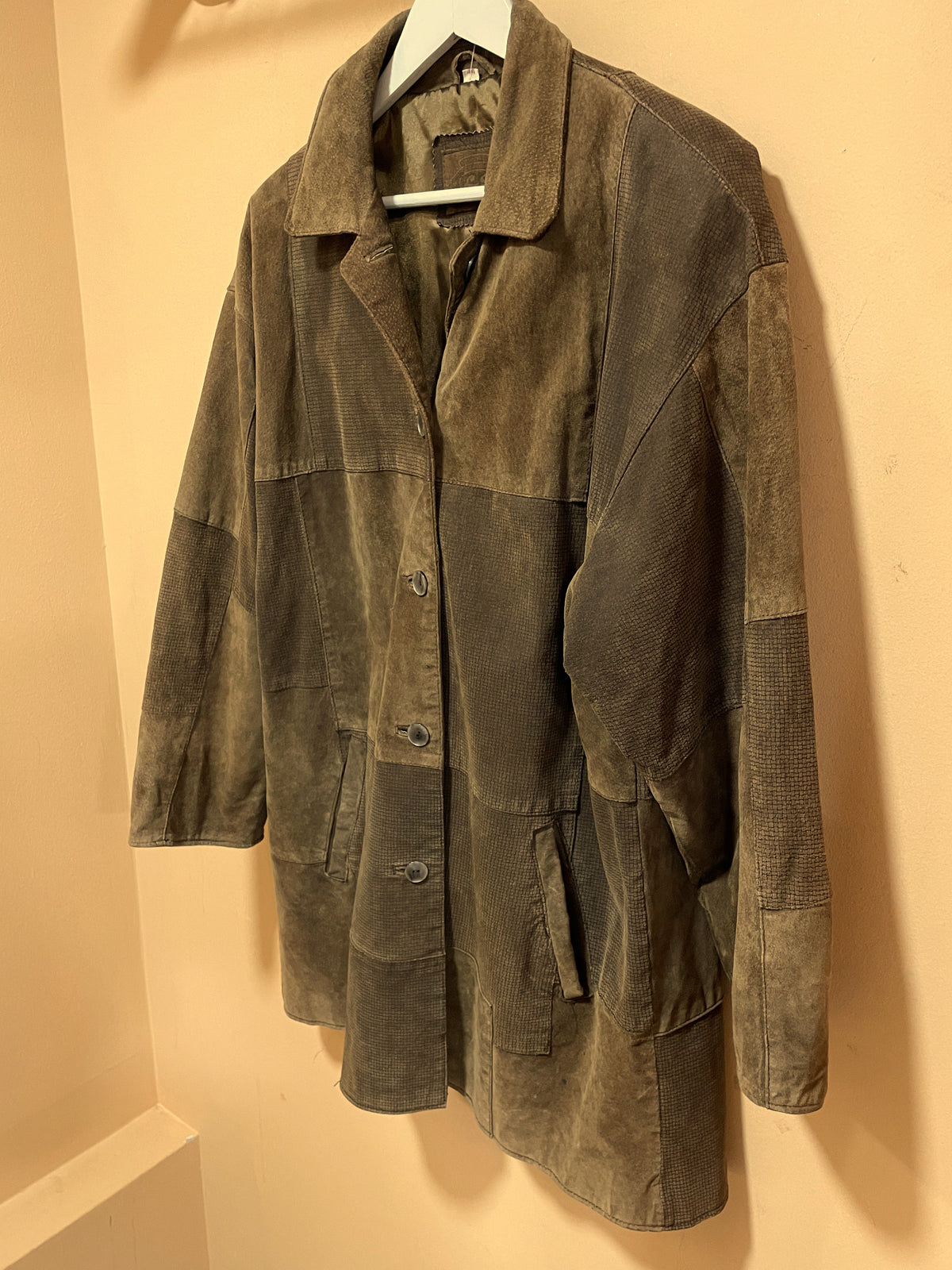 Vintage, Δερμάτινο Γυναικείο Τζάκετ / Πανωφόρι LS σε Καφέ/Λαδί χρώματα (Άνετο XL / 2XL)