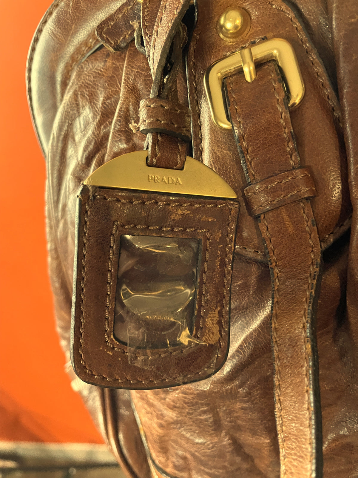 UNIQUE ITEM: Vintage, Δερμάτινη Τσάντα PRADA σε Καφέ χρώμα