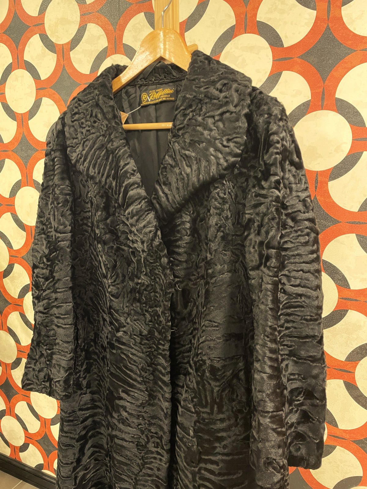 UNIQUE ITEM : Vintage, Φυσική Γούνα Αστρακάν ALTA MODA RAFFELLINI Genova σε Μαύρο χρώμα (Medium)