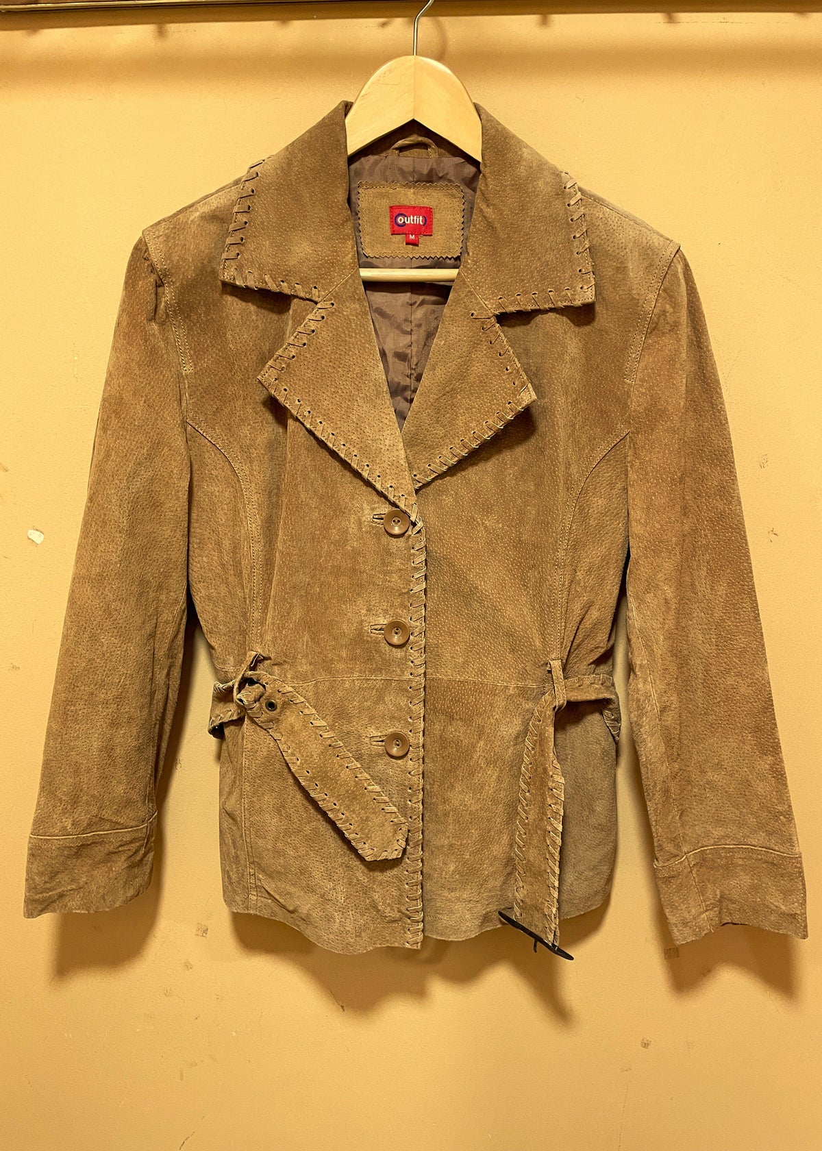 Vintage, Δερμάτινο Γυναικείο Τζάκετ OUTFIT σε Καφέ χρώμα (Medium)