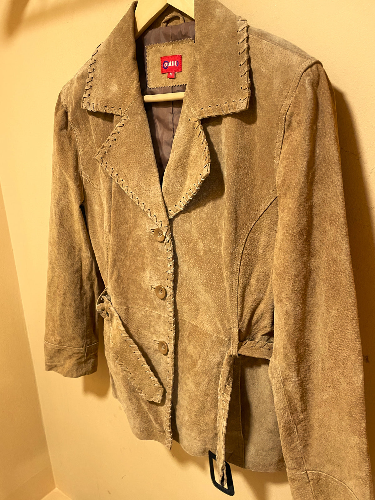 Vintage, Δερμάτινο Γυναικείο Τζάκετ OUTFIT σε Καφέ χρώμα (Medium)