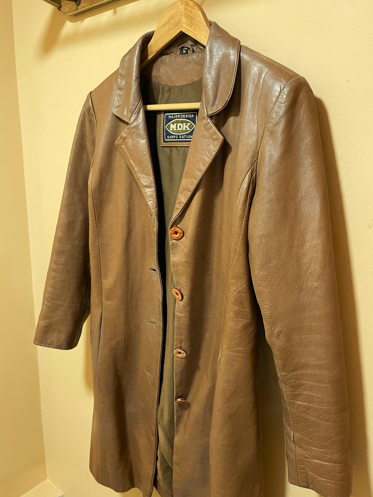 Vintage, Δερμάτινο Παλτό MDK σε Καφέ χρώμα (S/M)