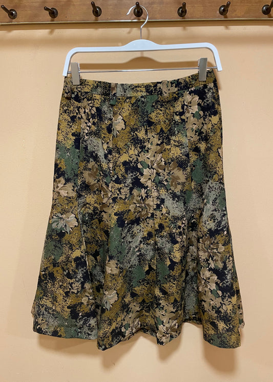 Εμπριμέ, Vintage Φούστα σε Καφέ χρώμα (Medium)