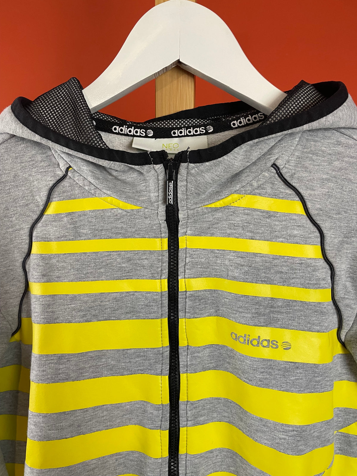 Γυναικεία Φούτερ Μπλούζα / Hoodie ADIDAS σε Γκρι - Κίτρινο χρώμα (Small)
