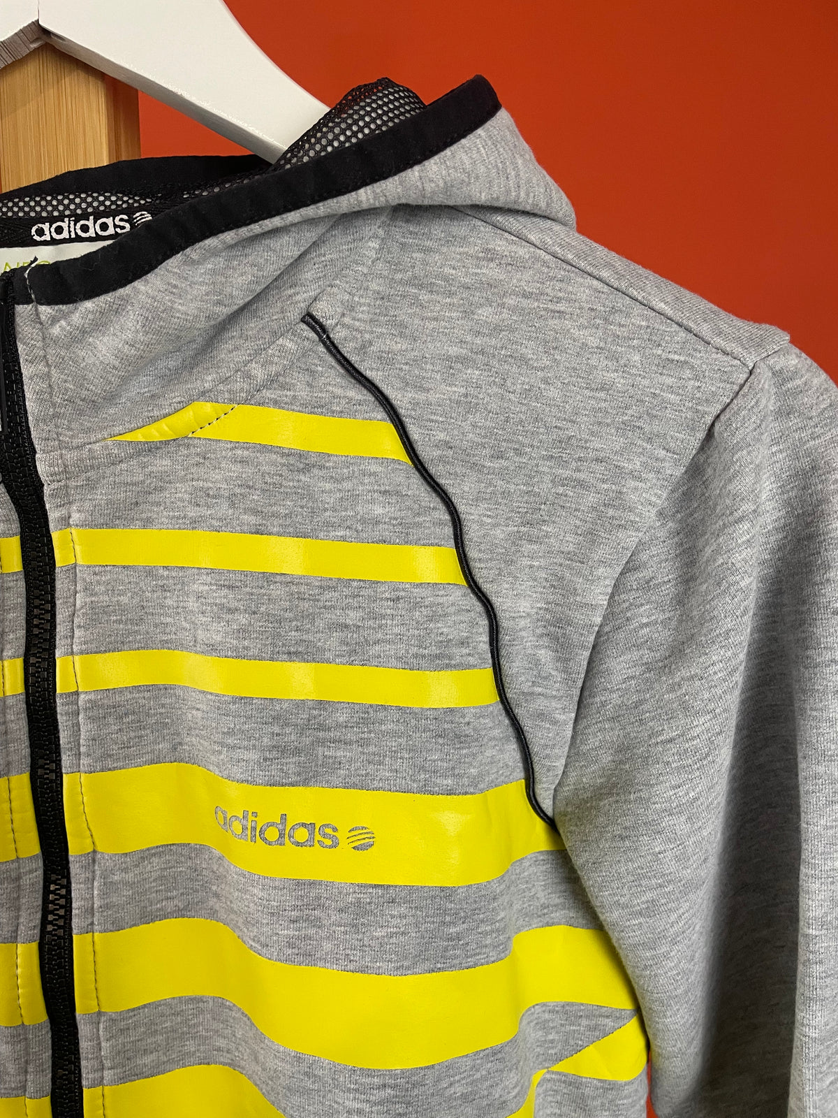 Γυναικεία Φούτερ Μπλούζα / Hoodie ADIDAS σε Γκρι - Κίτρινο χρώμα (Small)