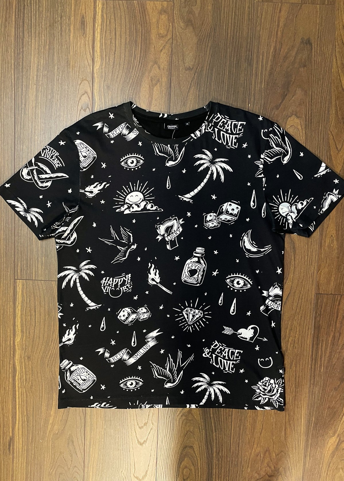 Ανδρική, Printed, Kοντομάνικη Μπλούζα -T-Shirt CROPP σε Μαύρο χρώμα (L/XL)