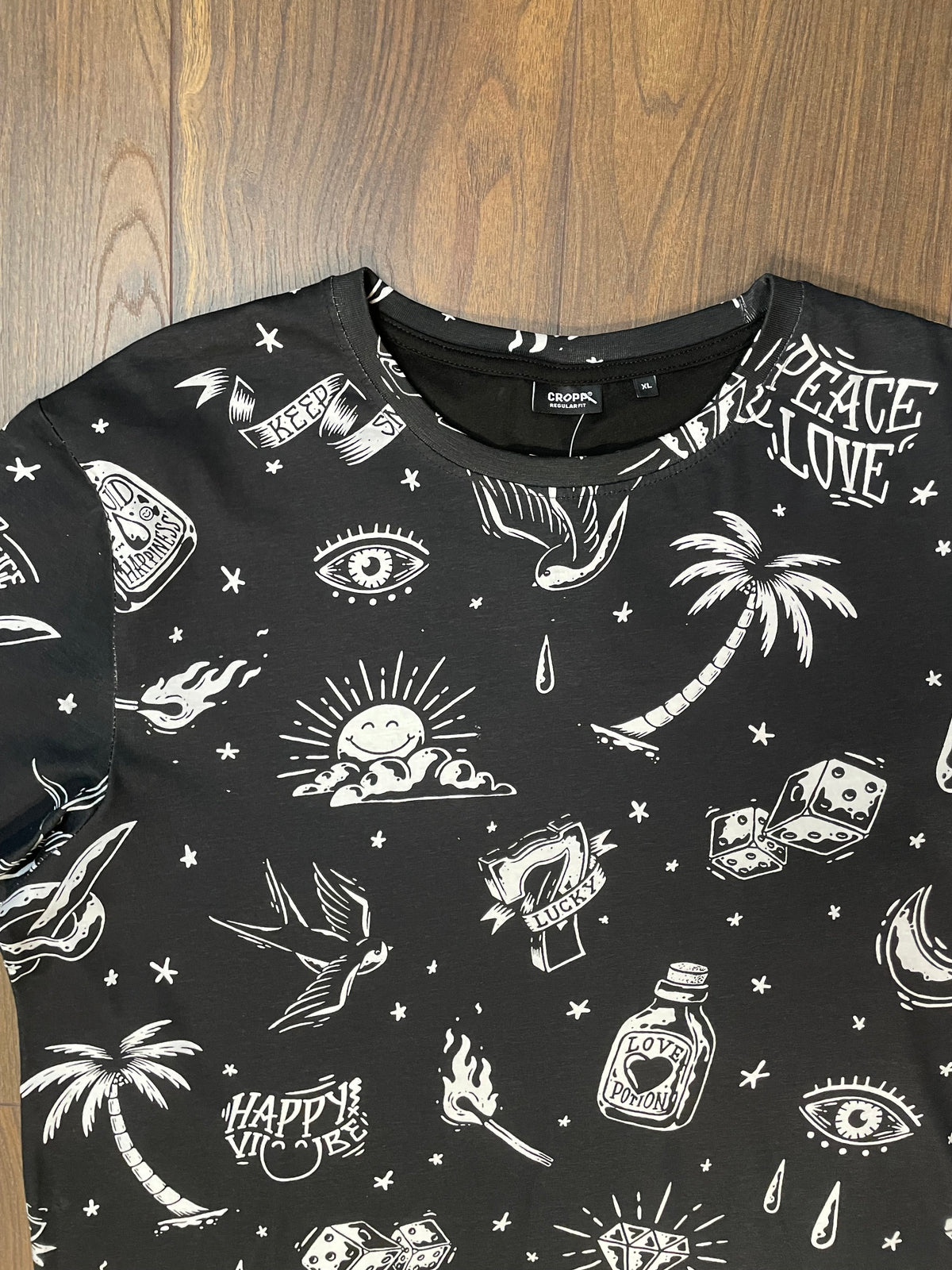 Ανδρική, Printed, Kοντομάνικη Μπλούζα -T-Shirt CROPP σε Μαύρο χρώμα (L/XL)