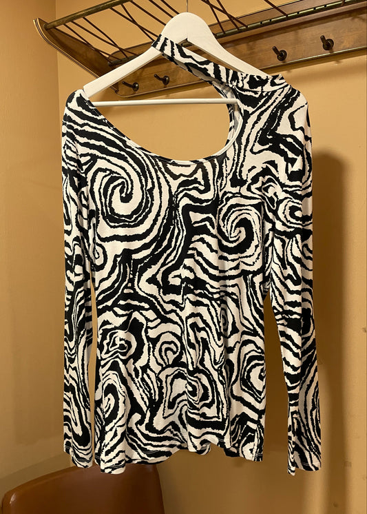 Animal Print, Γυναικεία Μπλούζα BODY FLIRT σε Ασπρόμαυρο χρώμα (Άνετο L/XL)