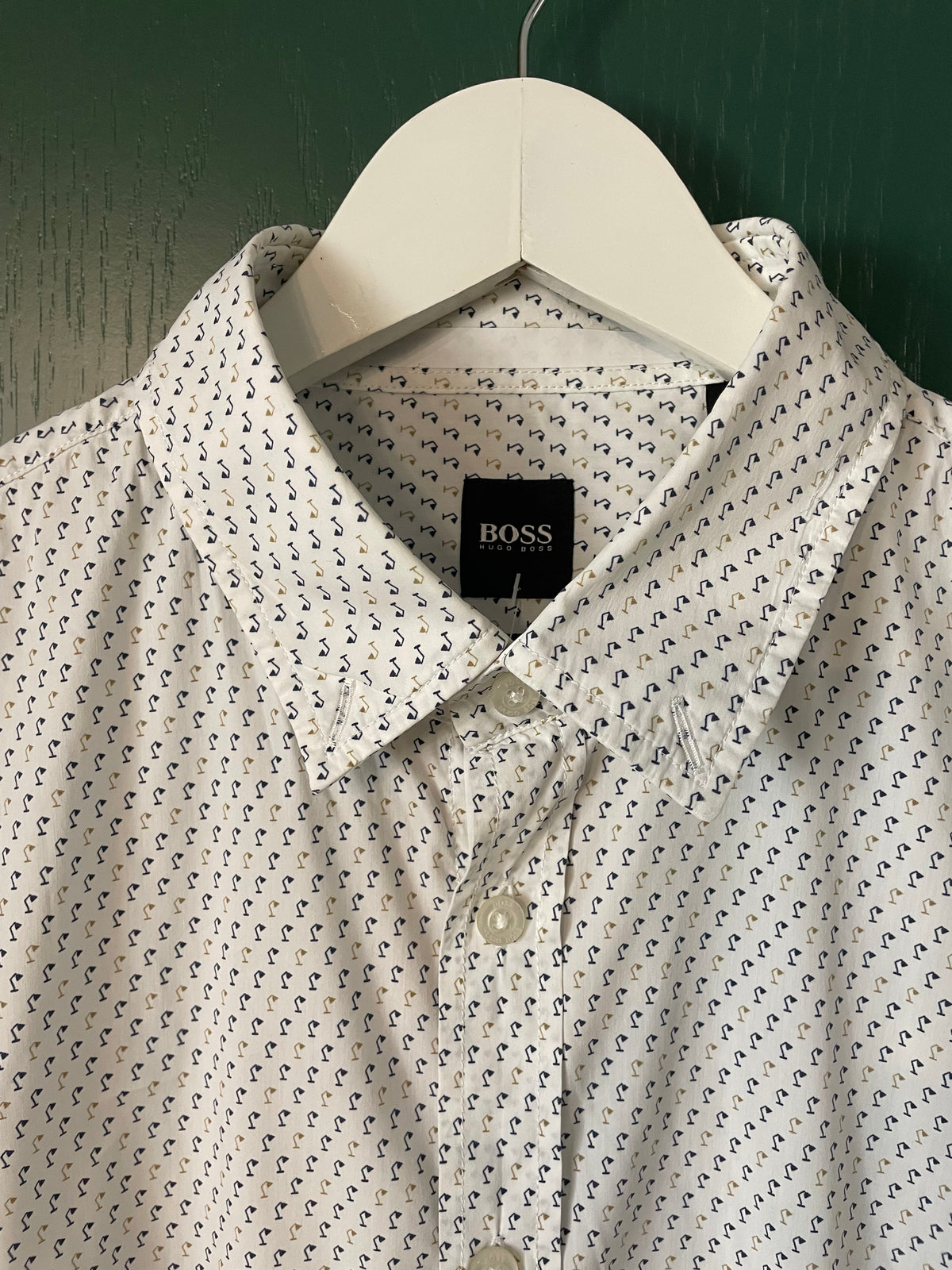 Εμπριμέ, Ανδρικό Πουκάμισο HUGO BOSS Slim Fit σε Λευκό χρώμα (Medium)