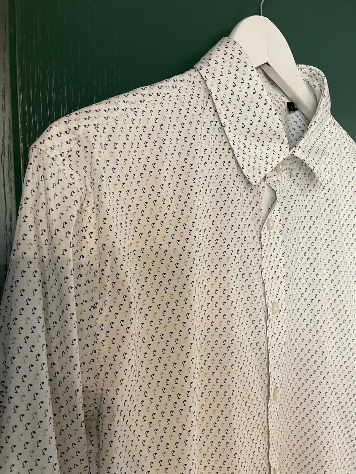 Εμπριμέ, Ανδρικό Πουκάμισο HUGO BOSS Slim Fit σε Λευκό χρώμα (Medium)