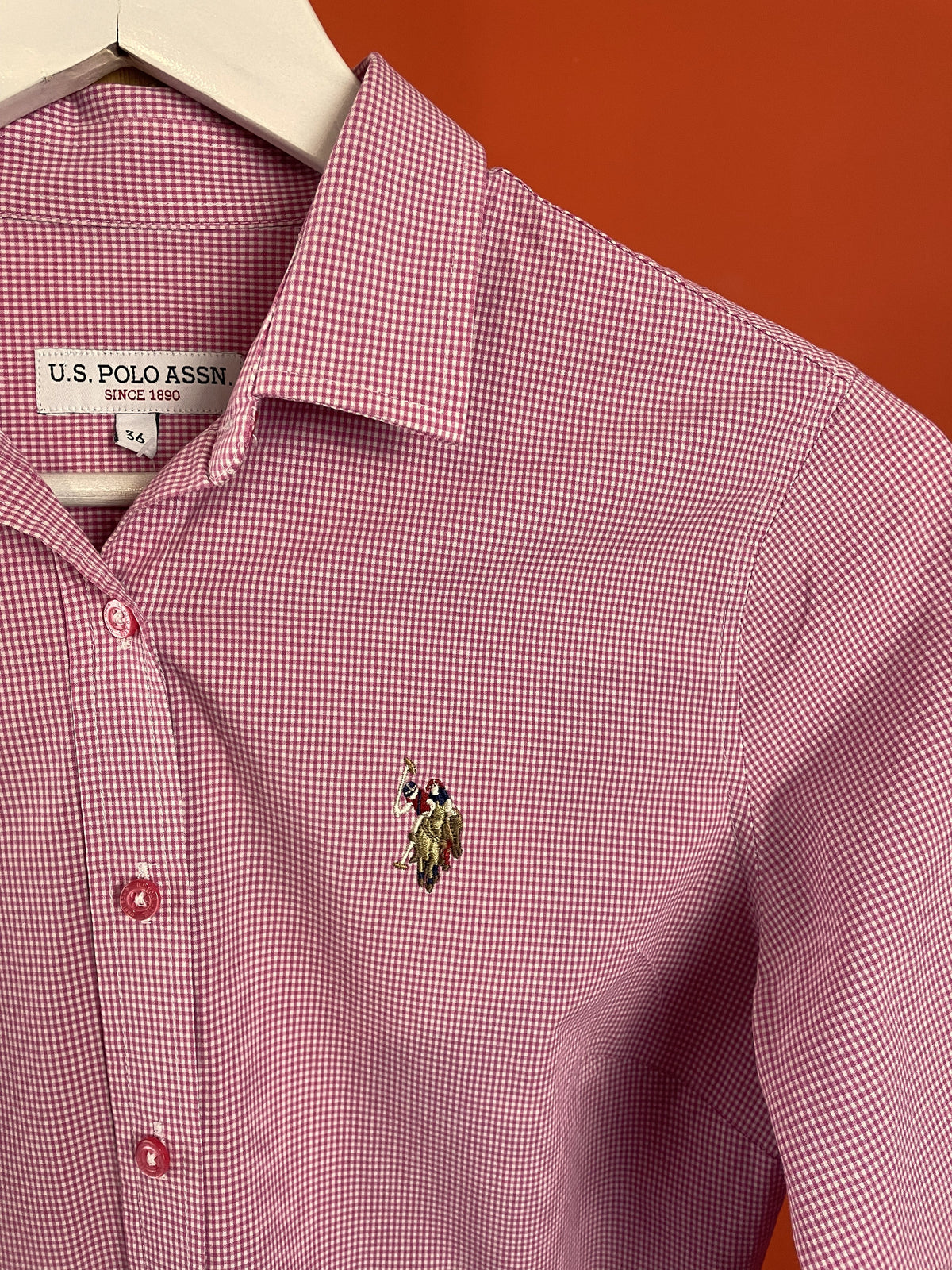 Πτι καρό, Γυναικείο Πουκάμισο U.S. POLO ASSN σε Ροζ - Λευκό χρώμα (Small)