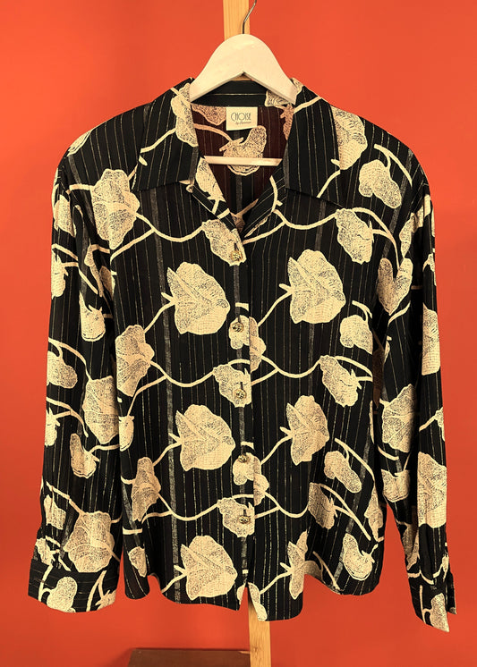 Vintage Γυναικείο Πουκάμισο CHOISE by Danwear σε Μαύρο / Μπεζ χρώμα (Large)