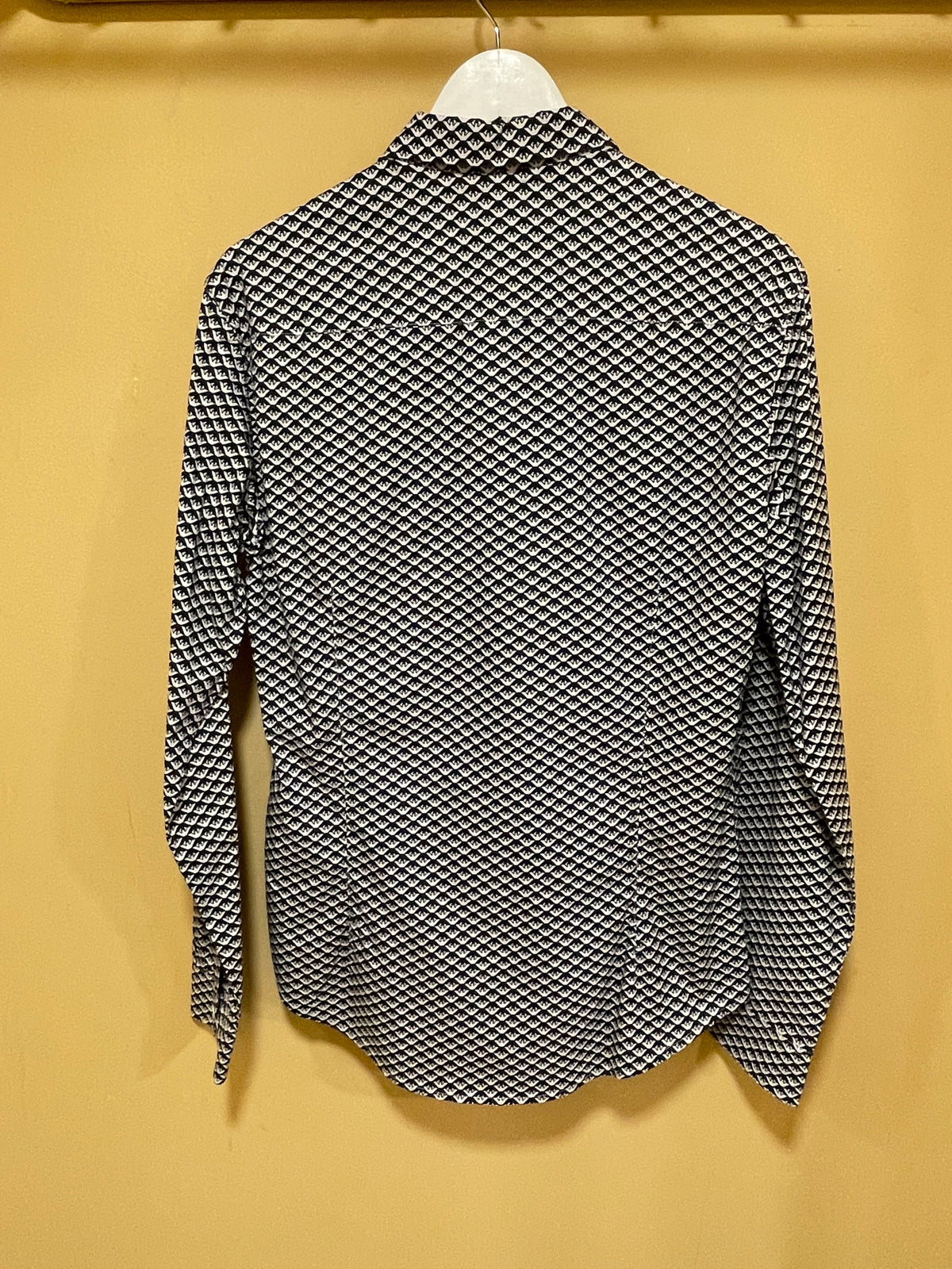 Εμπριμέ, Ανδρικό Πουκάμισο EMPORIO ARMANI Custom Fit σε Ασπρόμαυρο χρώμα (Medium)