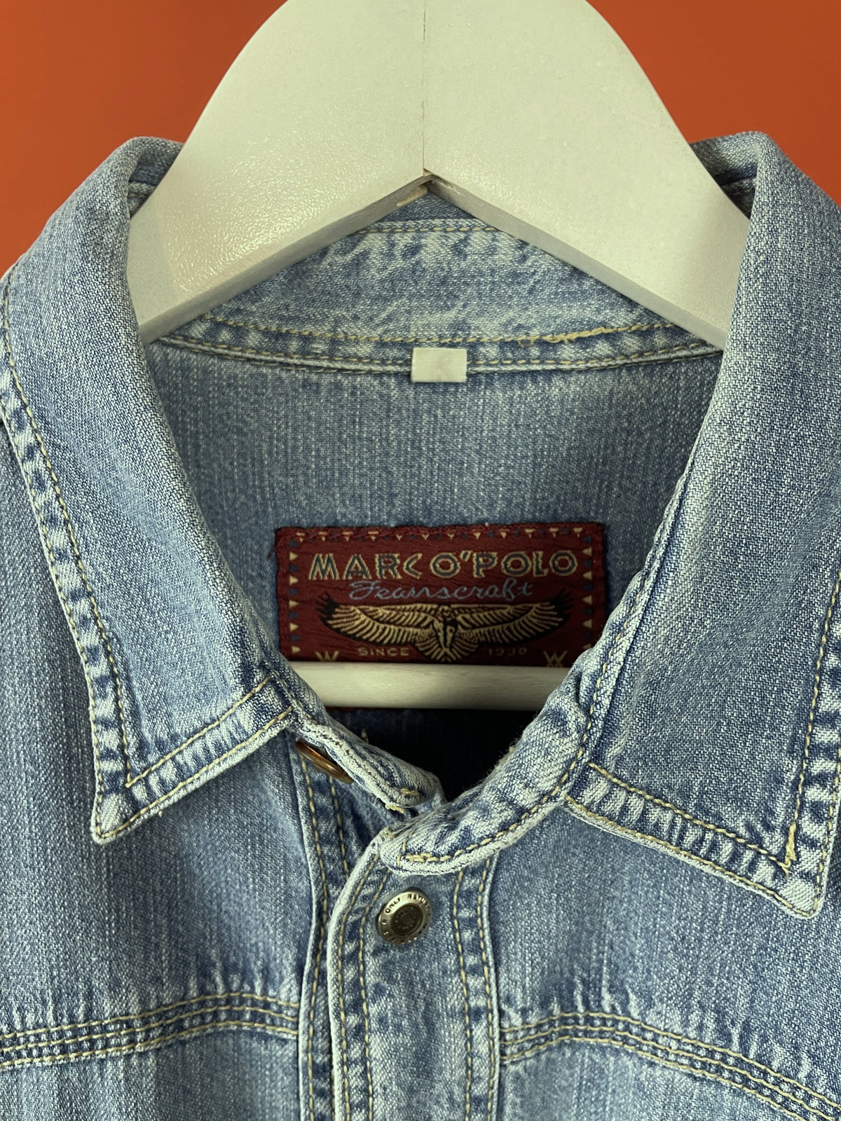 Vintage, Ανδρικό Τζιν Πουκάμισο MARC O' POLO Blue Hawk σε Σιέλ χρώμα (Άνετο M - Καλύπτει και L)