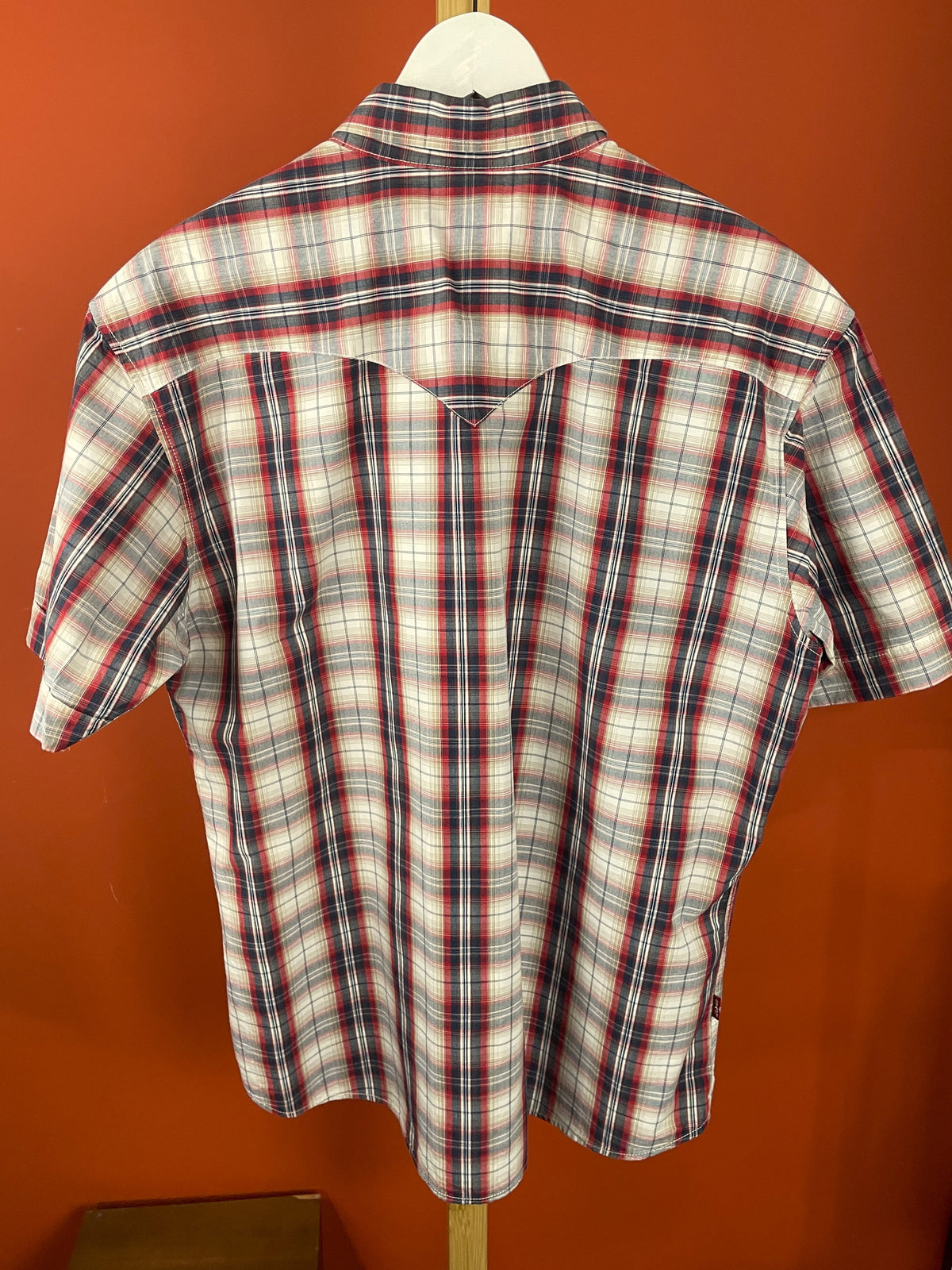 Vintage, Κοντομάνικο Ανδρικό Πουκάμισο LEVI'S με Κόκκινες - Σκούρο Μπλε Ρίγες (Large)