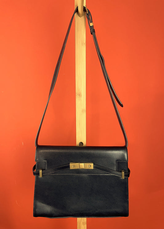 UNIQUE ITEM: Πιστό αντίγραφο της PREMIUM σειράς Manhattan SAINT LAURENT - Δερμάτινη Τσάντα ώμου σε Μαύρο χρώμα