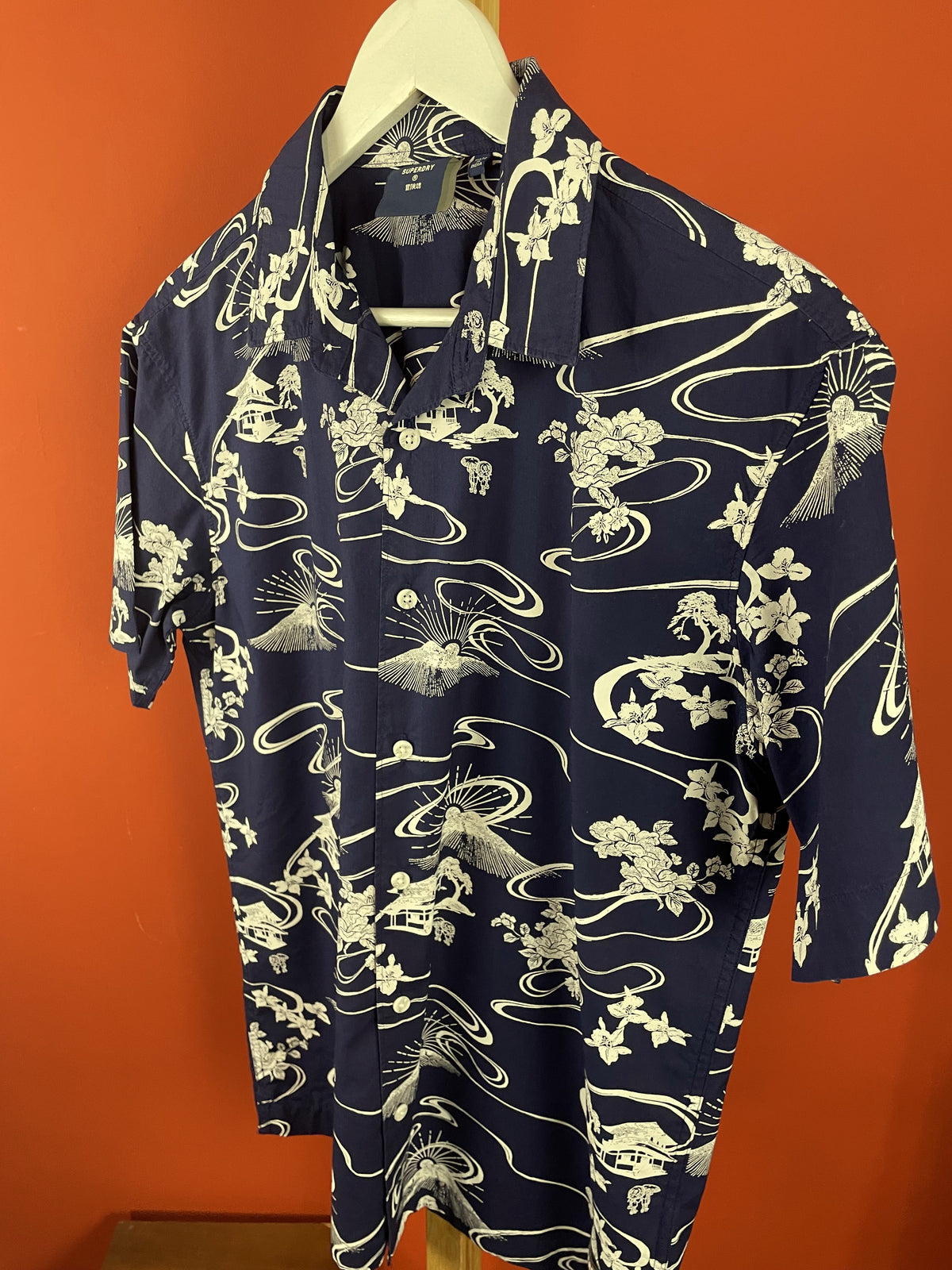 Hawaiian Style Πουκάμισο SUPERDRY σε Σκούρο Μπλε χρώμα (ΑΝΔΡΙΚΟ: S - ΓΥΝΑΙΚΕΙΟ: M)