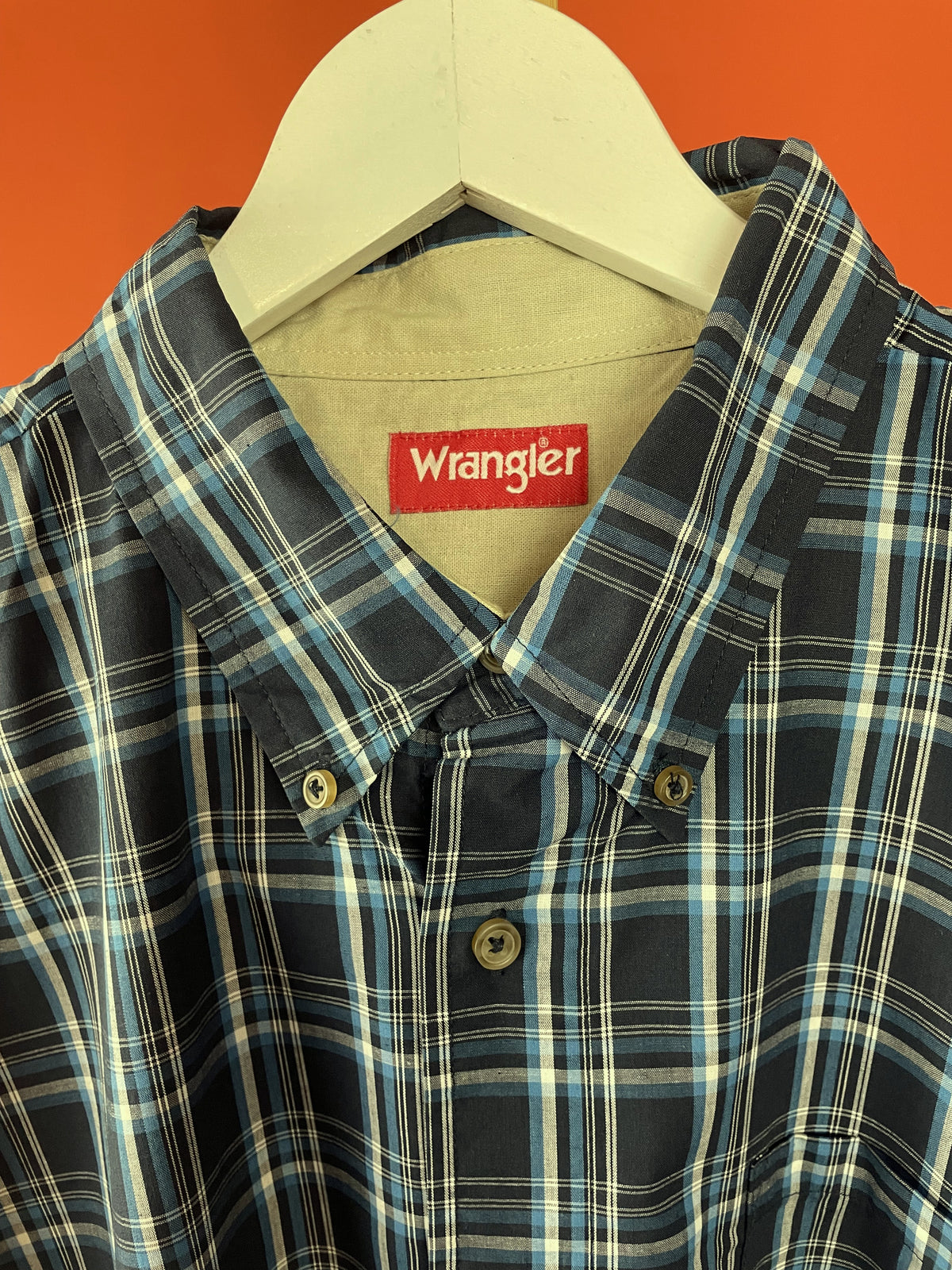 Κοντομάνικο, Καρό Ανδρικό Πουκάμισο WRANGLER σε Σκούρο Μπλε χρώμα (Large)