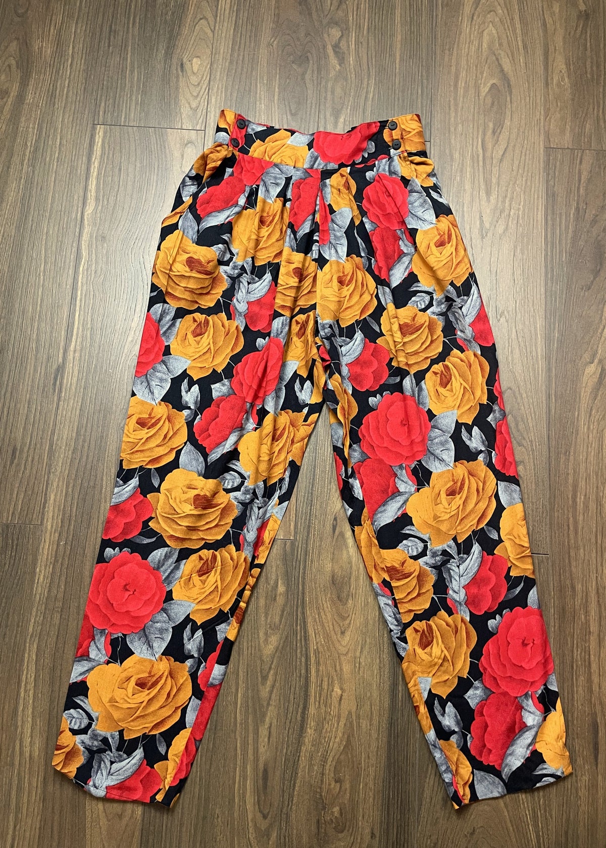 Vintage, Εμπριμέ Παντελόνα από Βισκόζη ANNA (Medium)