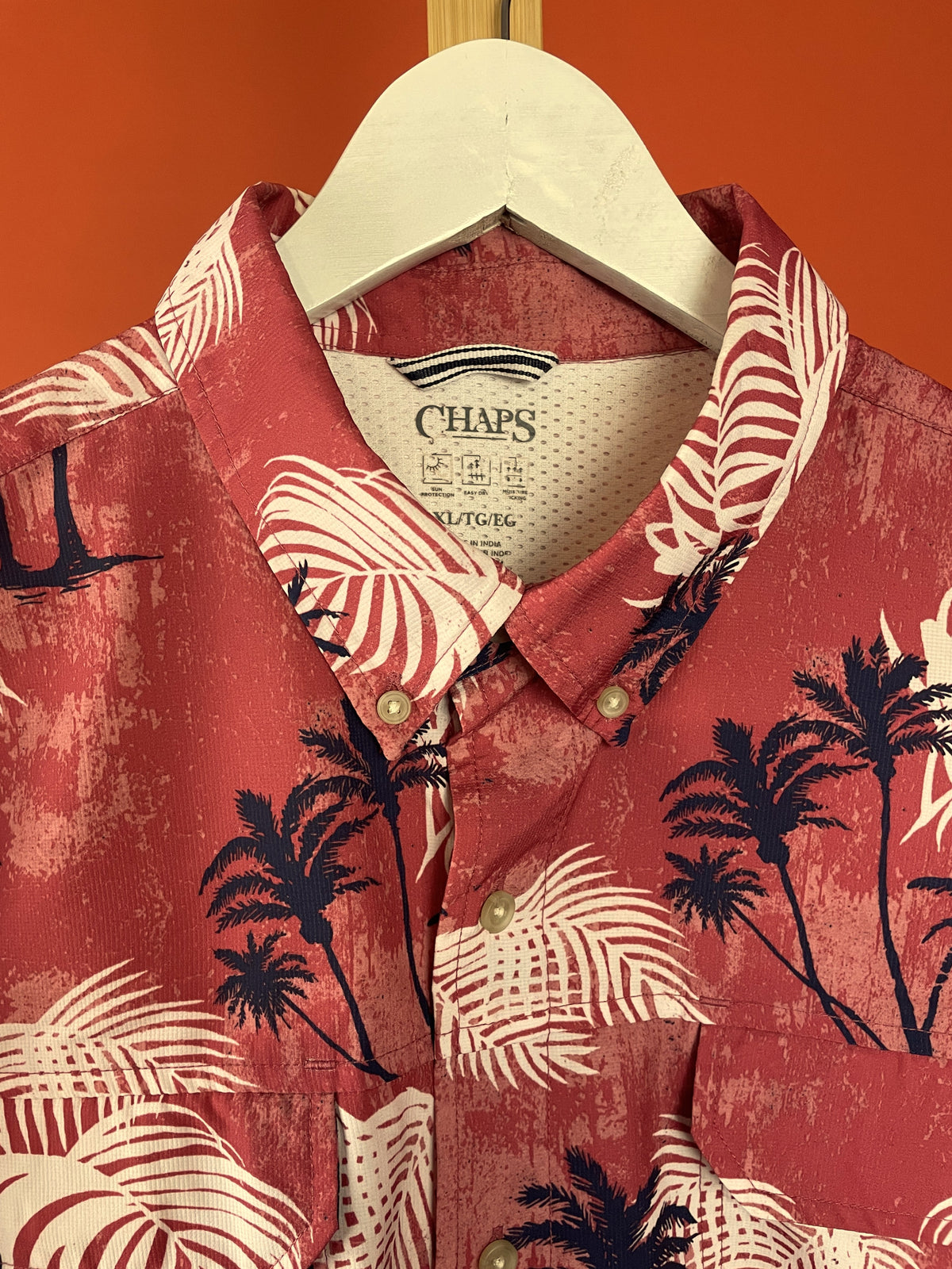 Hawaiian Ανδρικό Πουκάμισο CHAPS σε Κεραμιδί χρώμα (L/XL)